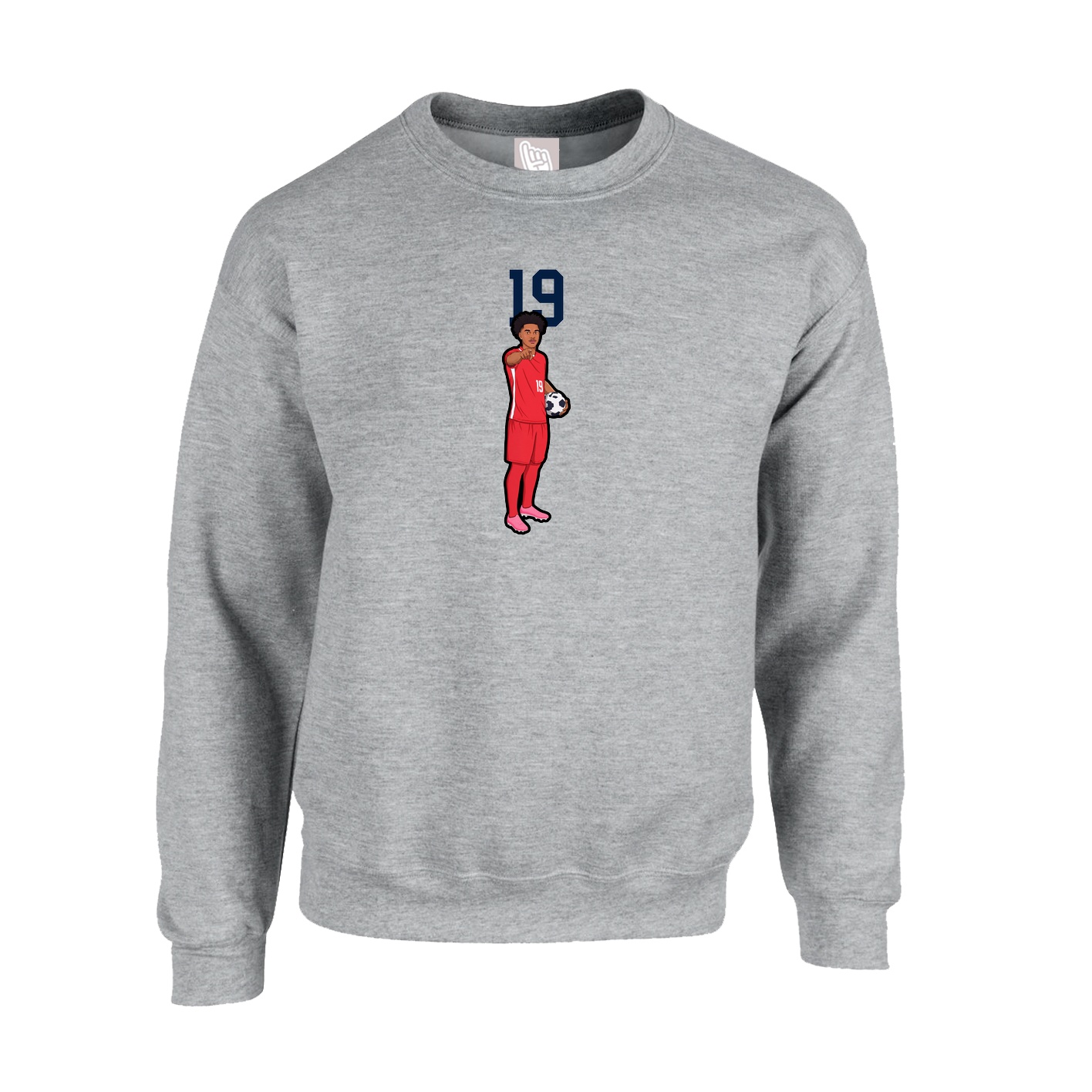 Fleece Crew — Number Top in Grey