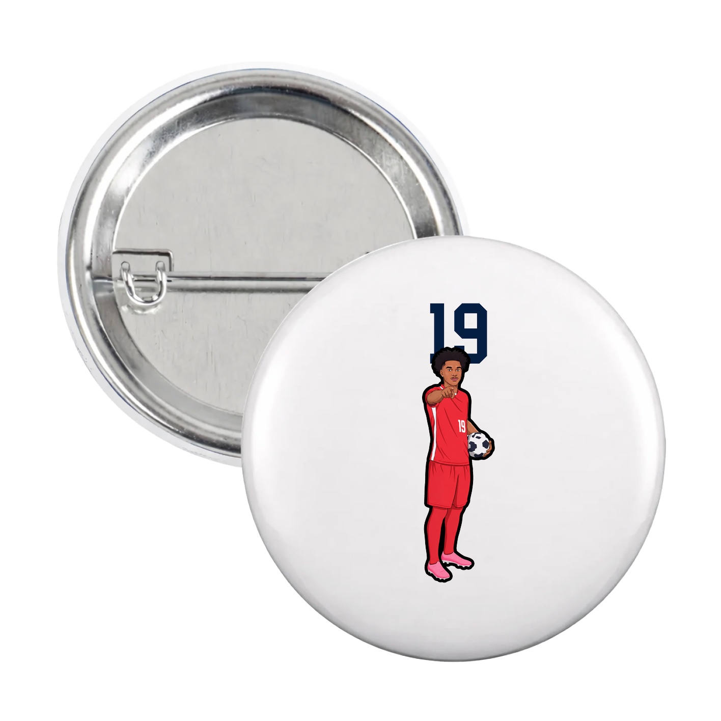 Game Day Button — Number Top in White