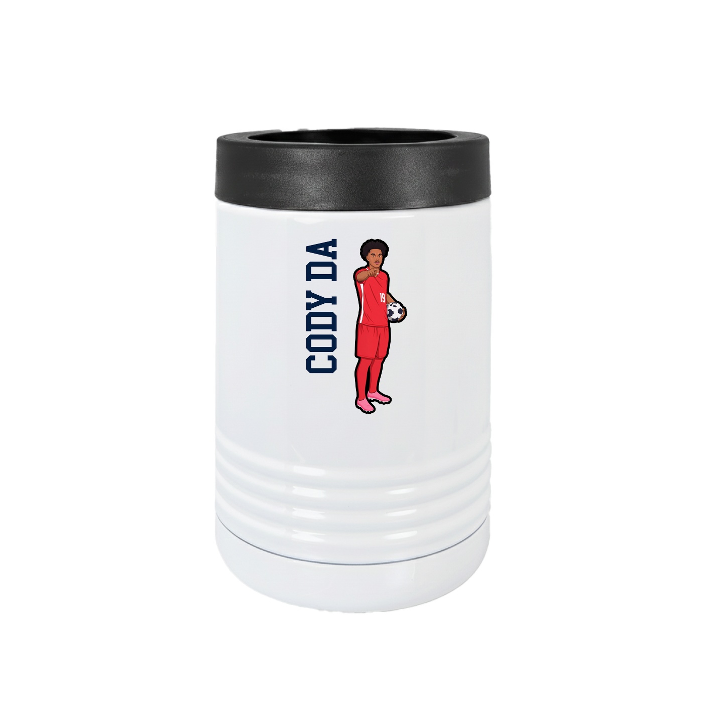 Beverage Holder — Name Vertical in White