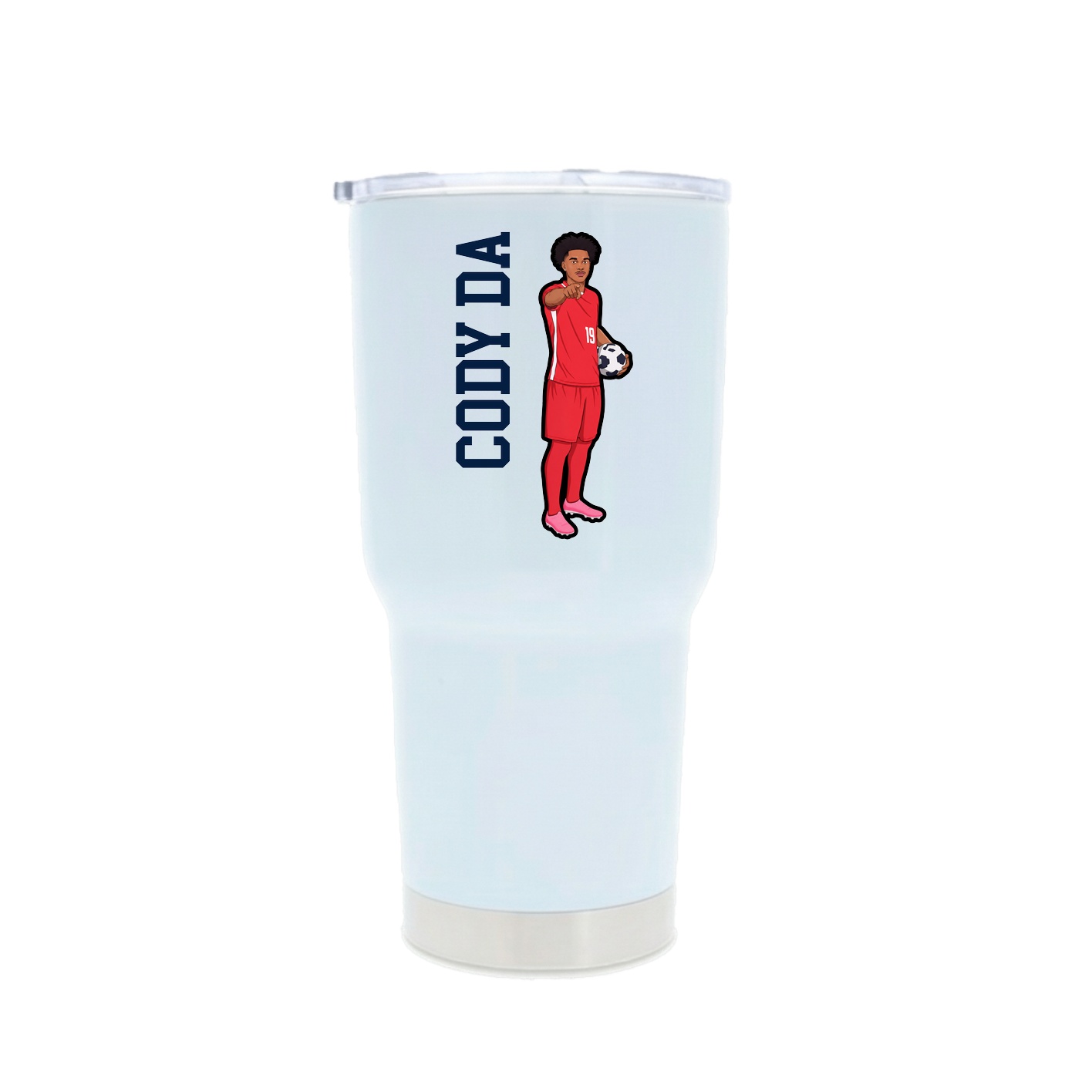 30oz Stainless Steel Tumbler — Name Vertical in White