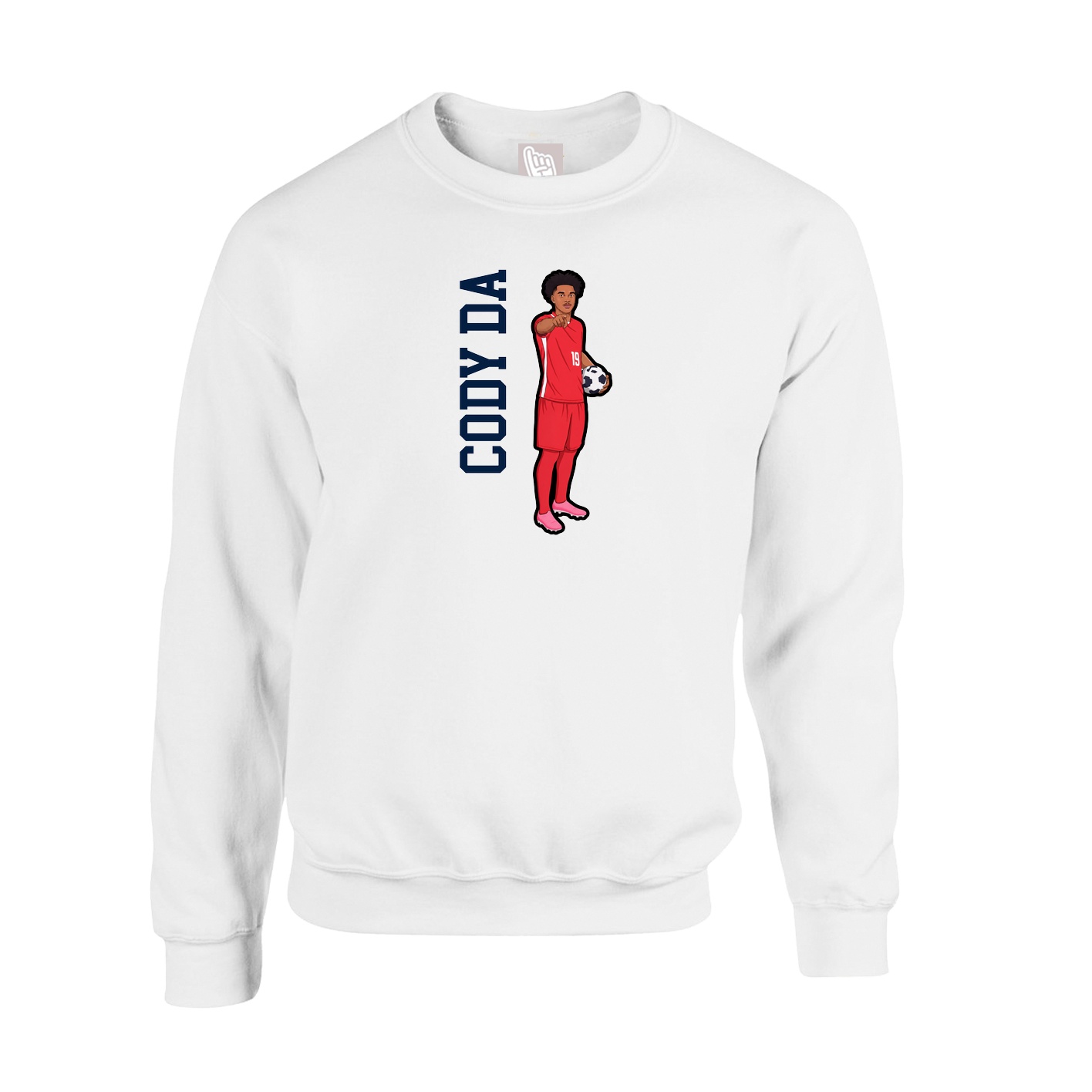 Fleece Crew — Name Vertical in White