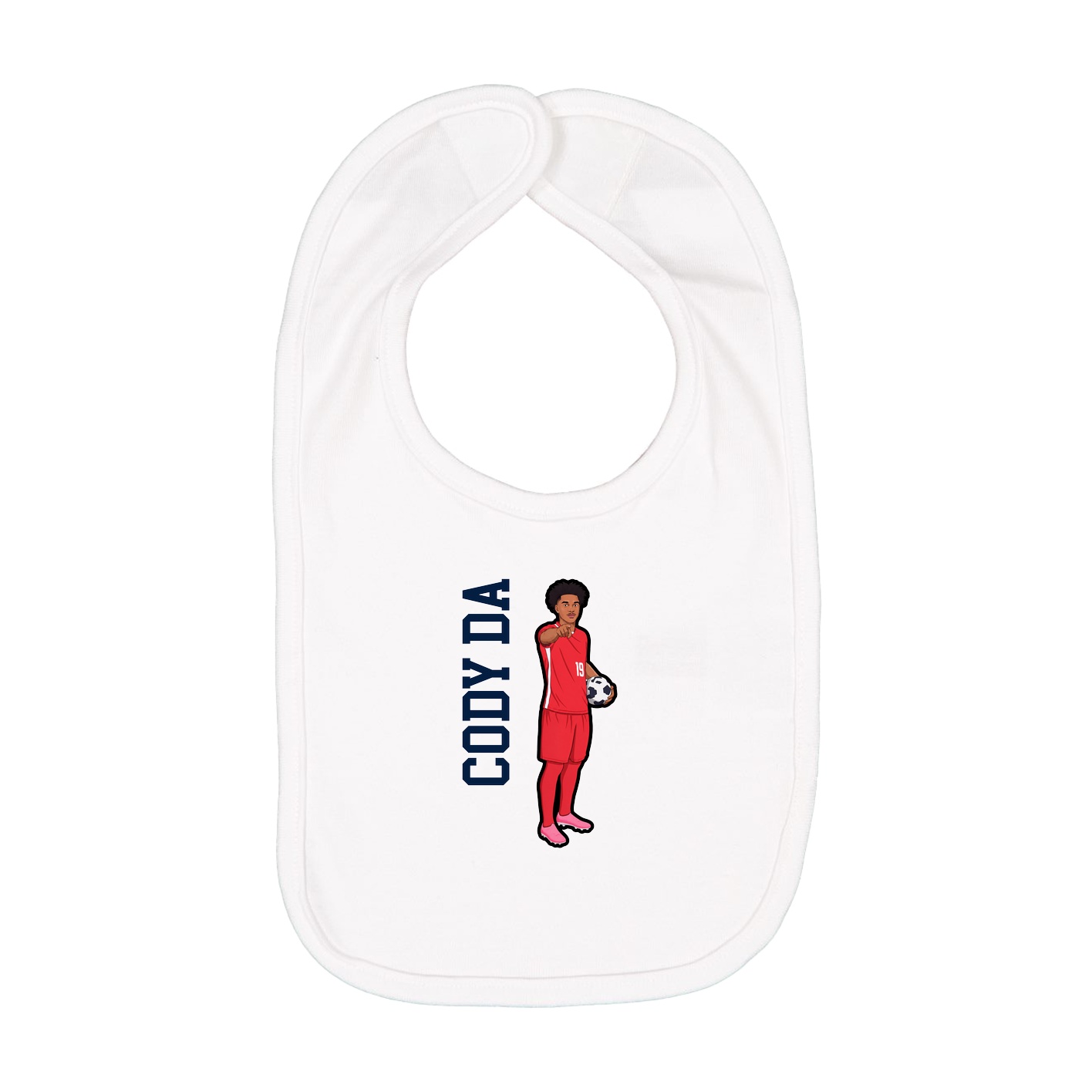 Infant Bib — Name Vertical in White