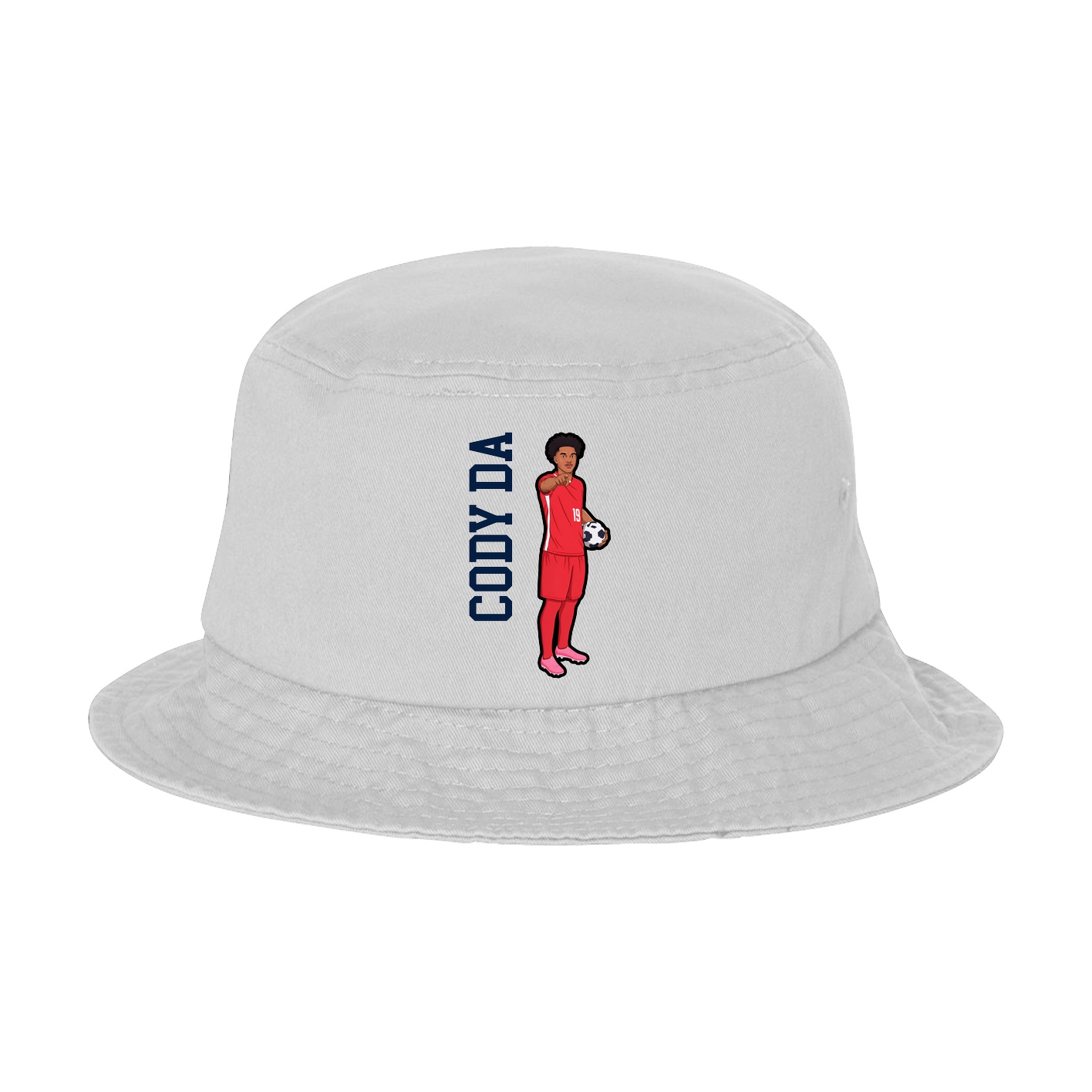 Bucket Cap — Name Vertical in White
