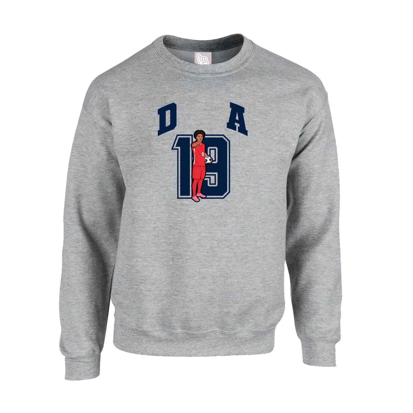 Fleece Crew — Number in Grey