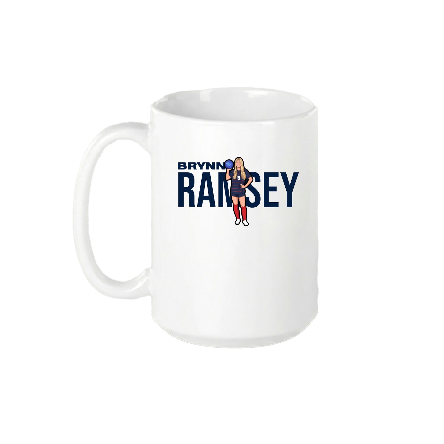 15oz Coffee Mug — Player Name in White