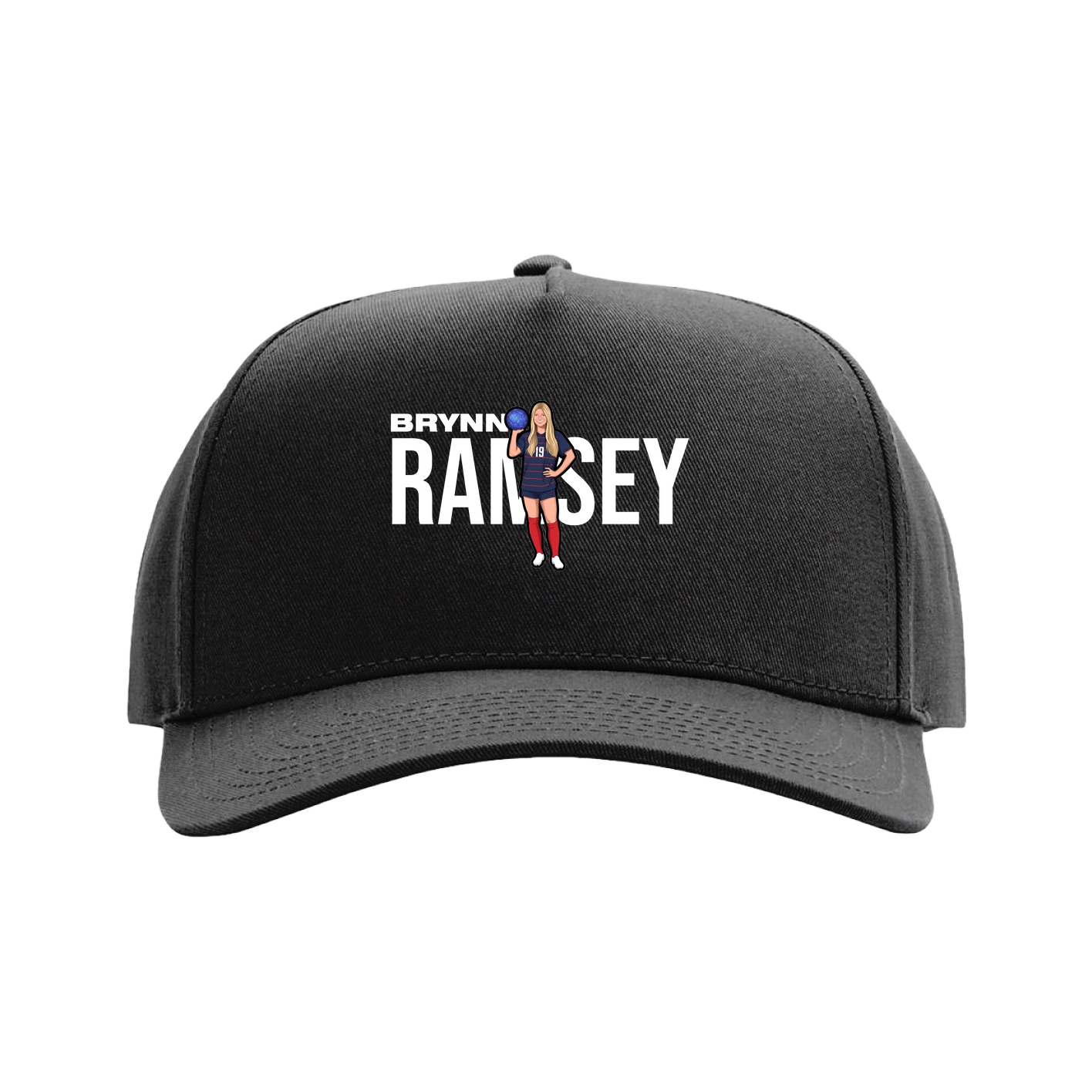 Full Fabric Five-Panel Champ Cap — Player Name in Black