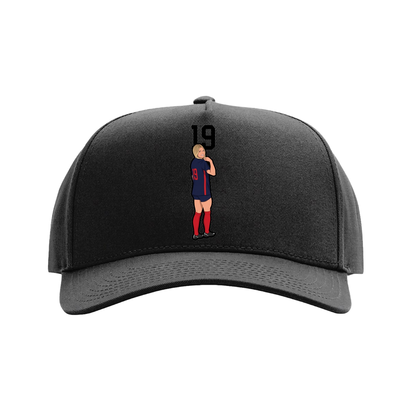 Full Fabric Five-Panel Champ Cap — Number Top in Black