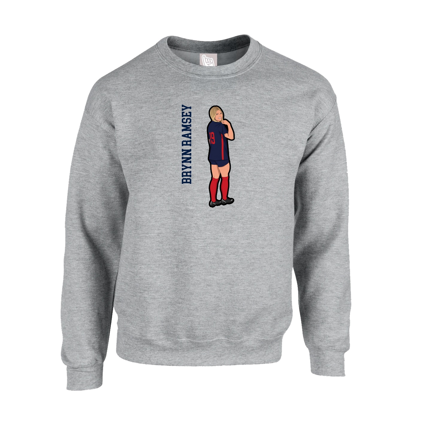 Fleece Crew — Name Vertical in Grey