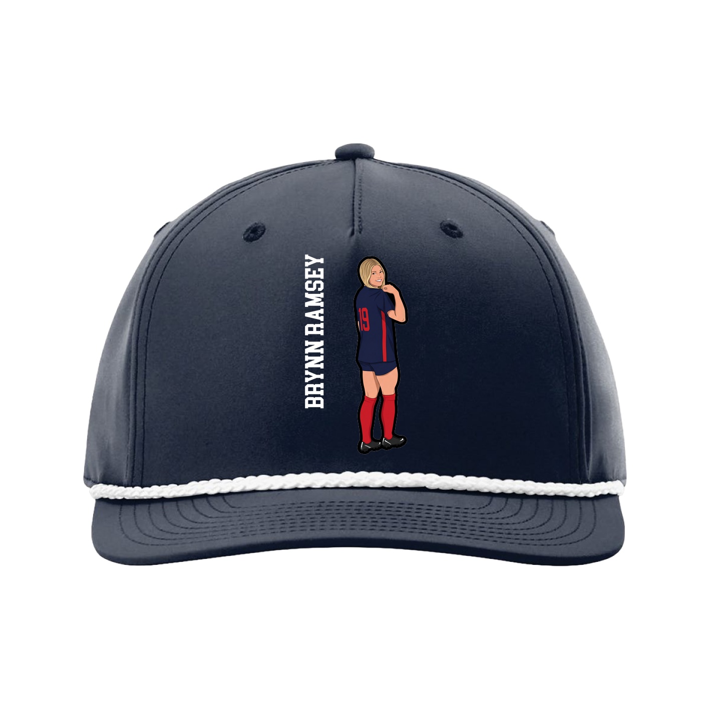 Five-Panel Classic Rope Cap — Name Vertical in Navy