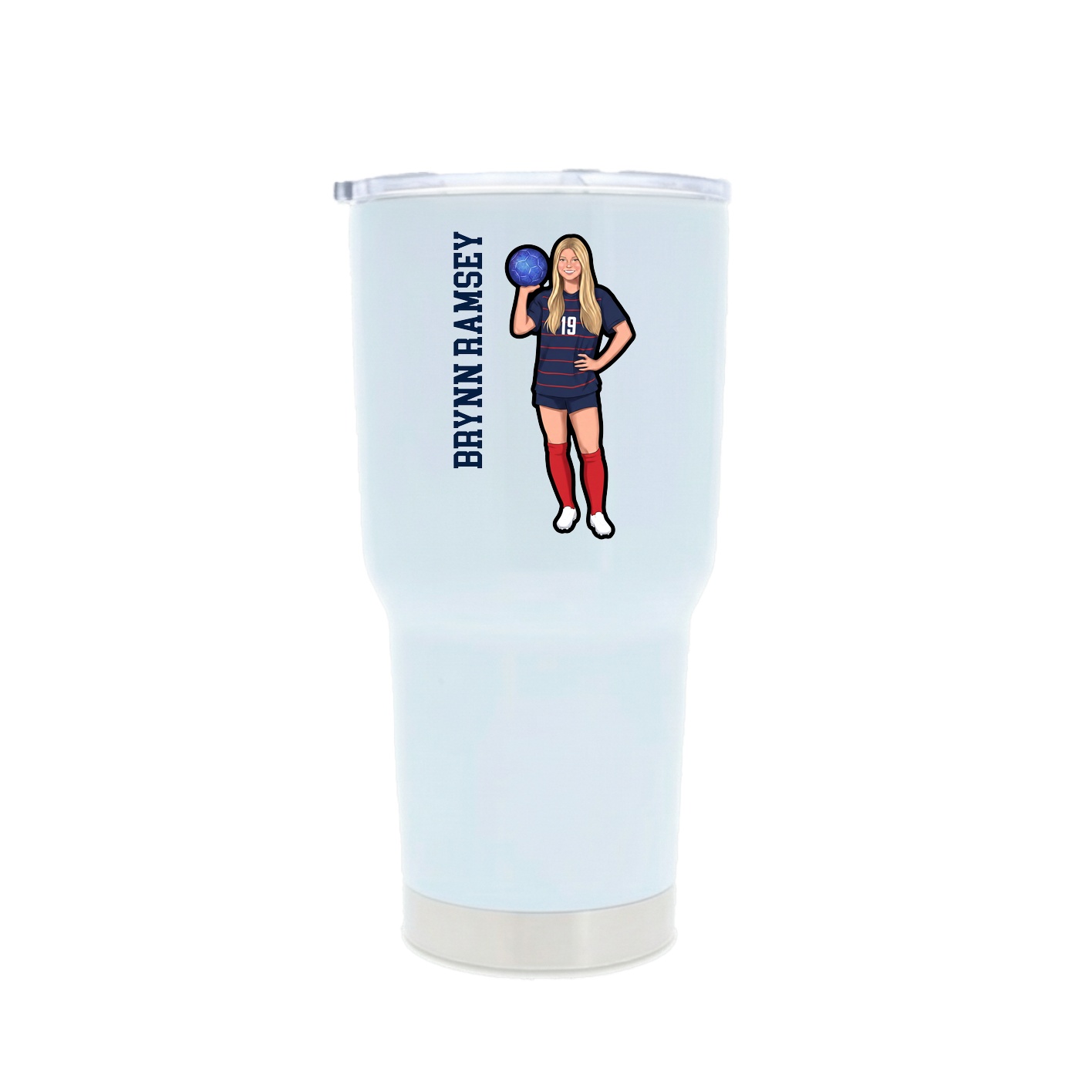 30oz Stainless Steel Tumbler — Name Vertical in White
