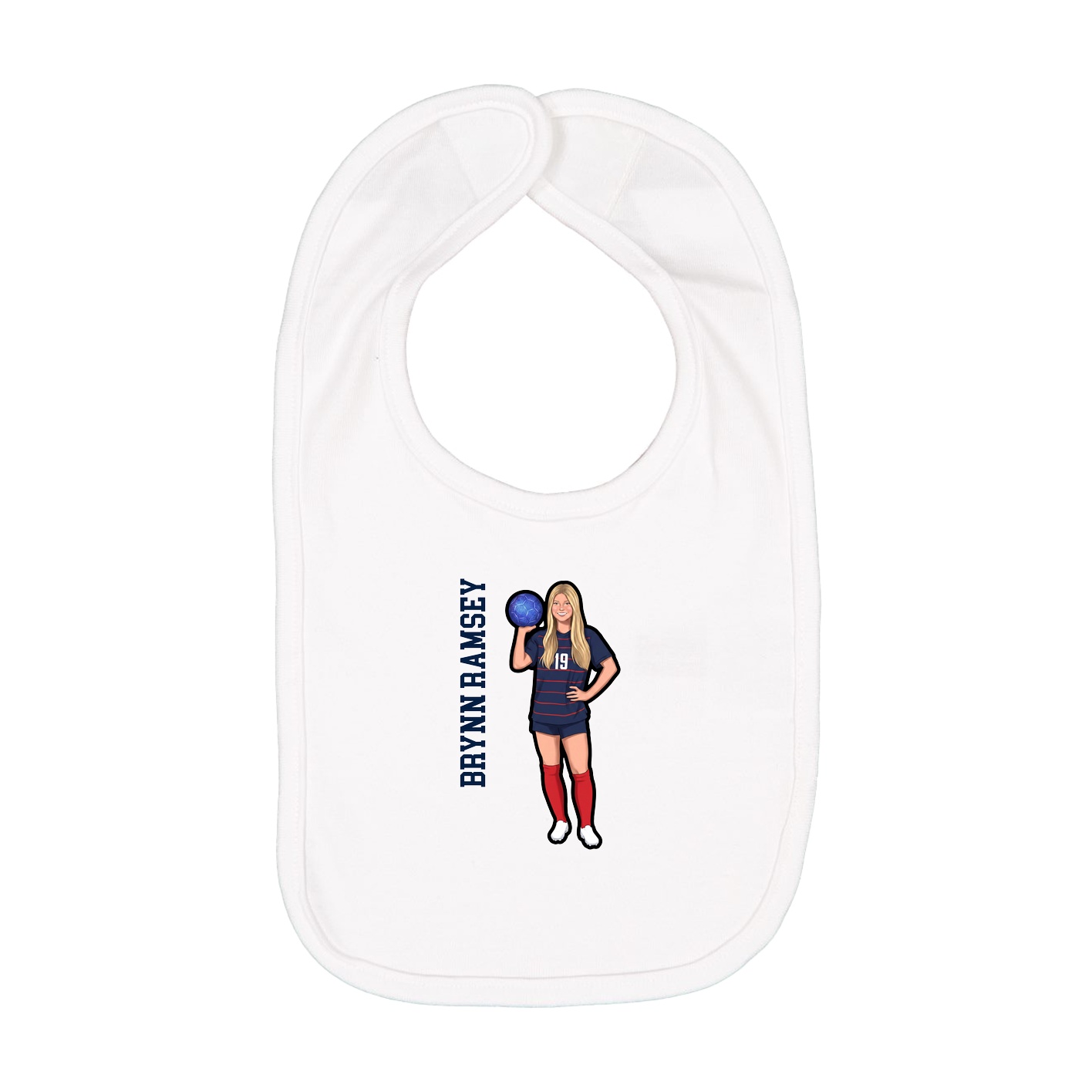 Infant Bib — Name Vertical in White