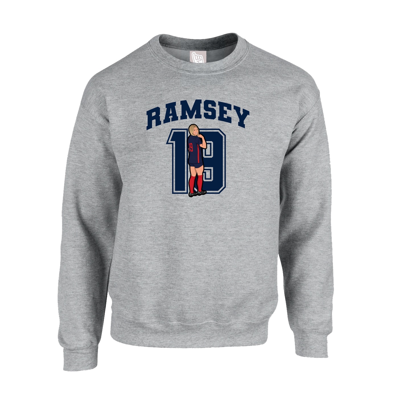 Fleece Crew — Number in Grey