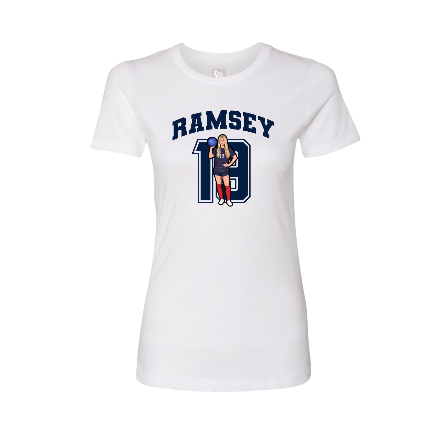 Fitted Women's Tee — Number in White