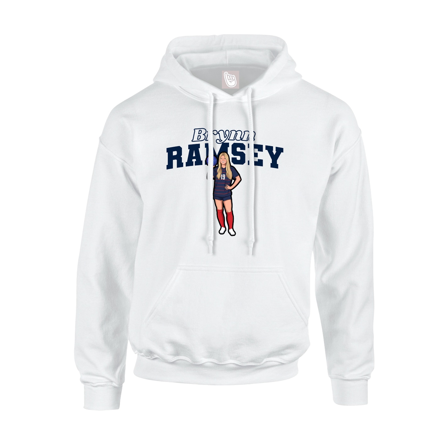 Youth Hoodie — Name Arch in White