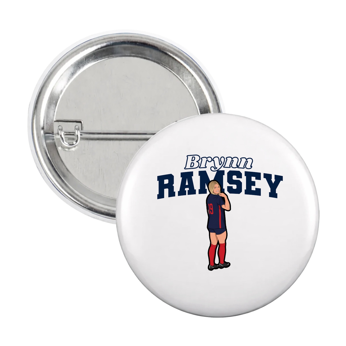 Game Day Button — Name Arch in White
