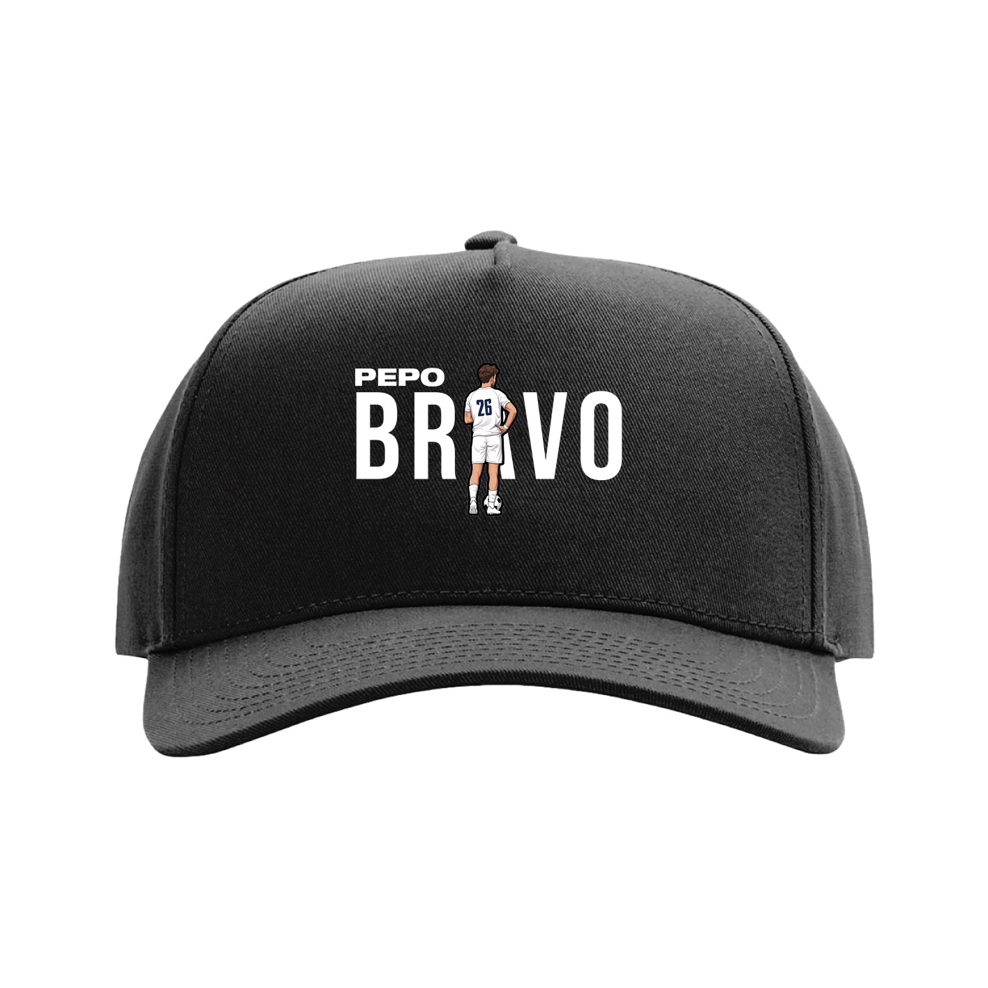 Full Fabric Five-Panel Champ Cap — Player Name in Black