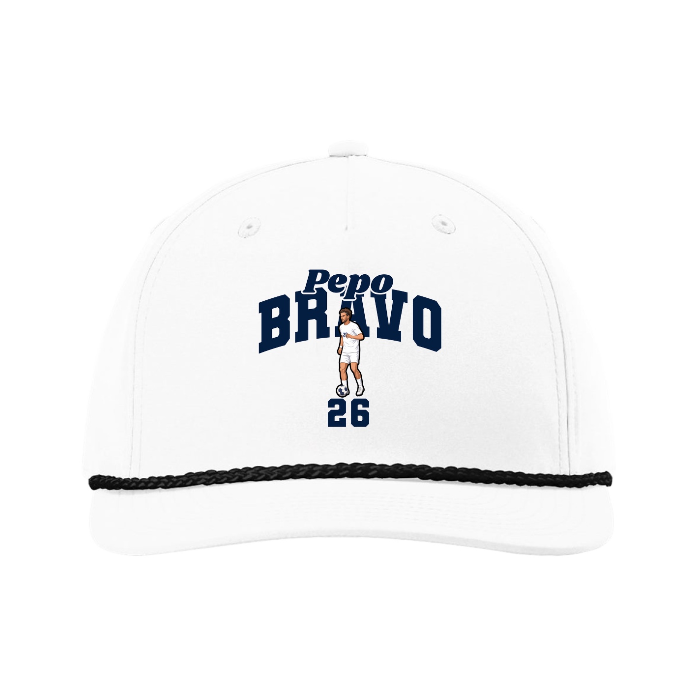 Five-Panel Classic Rope Cap — Signature Arch in White