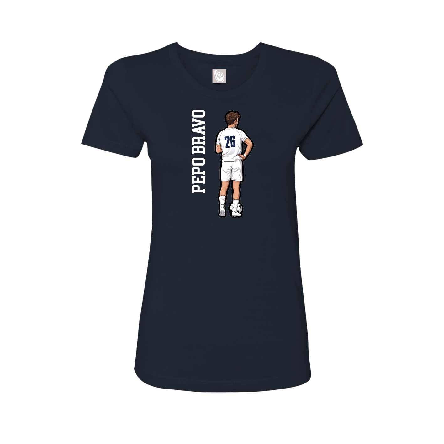 Fitted Women's Tee — Name Vertical in Navy