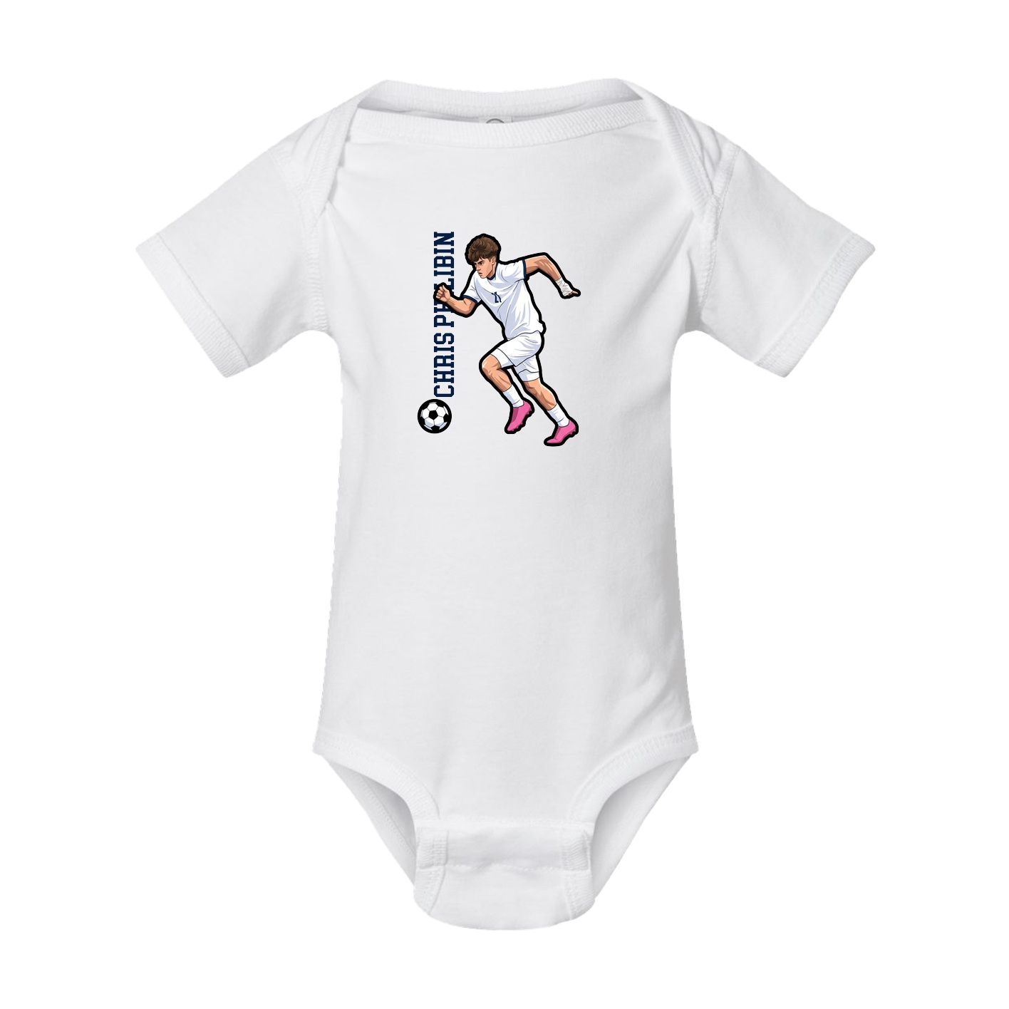 Baby Onesie — Name Vertical in White
