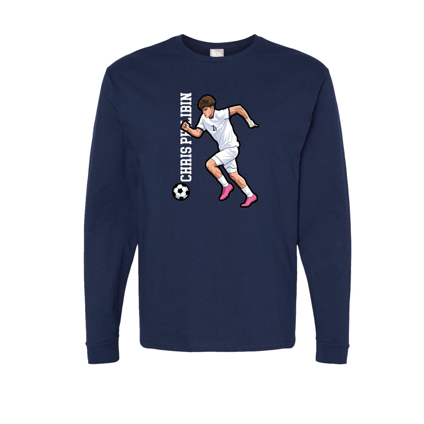 Long Sleeve Tee — Name Vertical in Navy