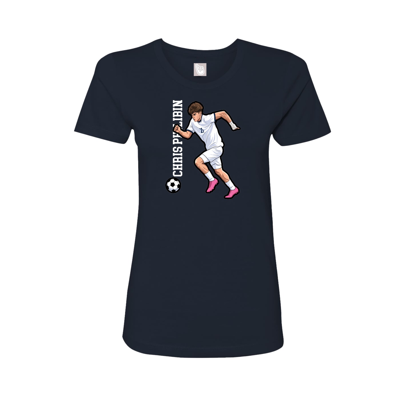 Womens Tee — Name Vertical in Navy