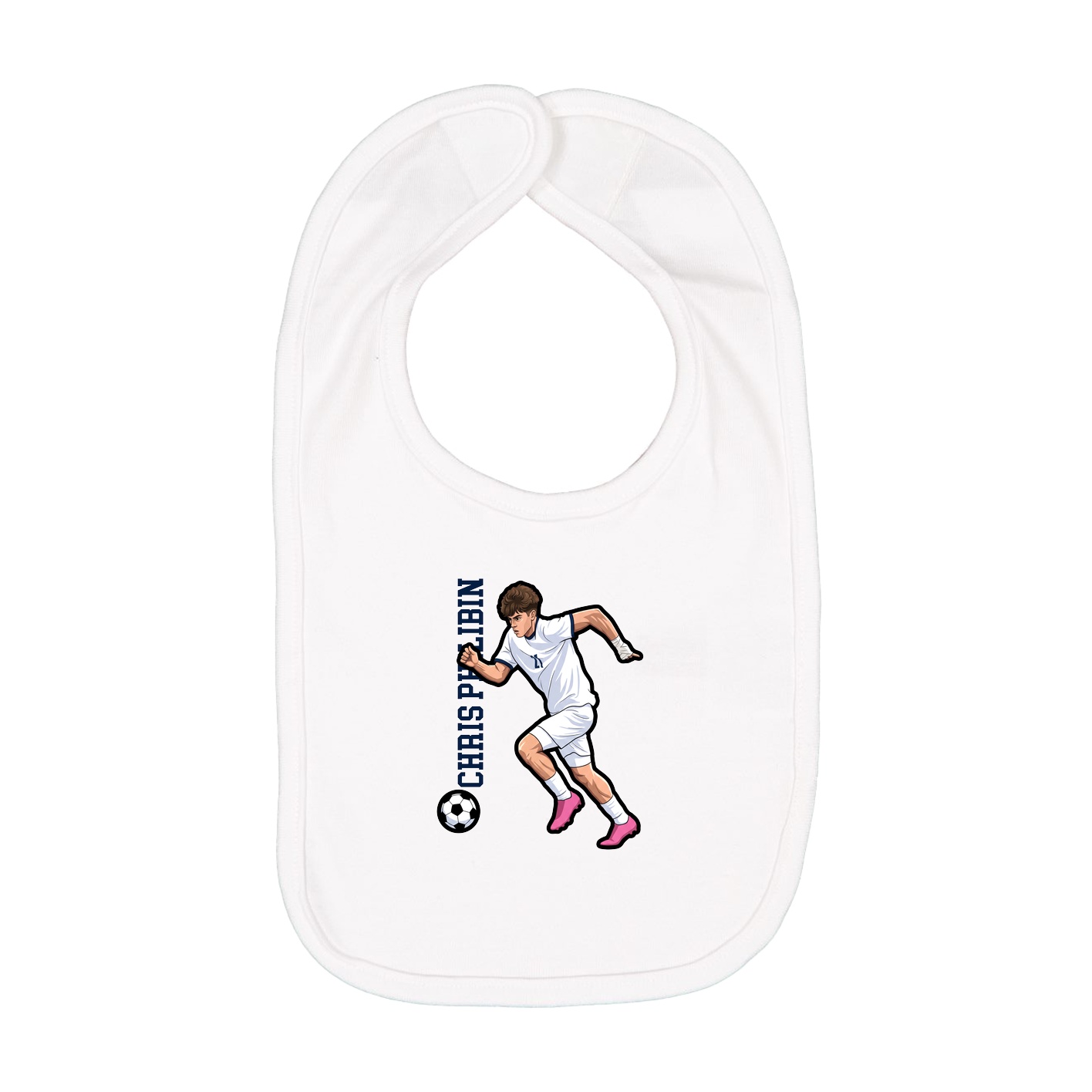 Infant Bib — Name Vertical in White