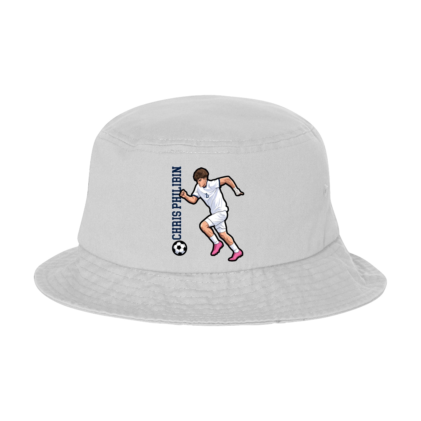 Bucket Cap — Name Vertical in White