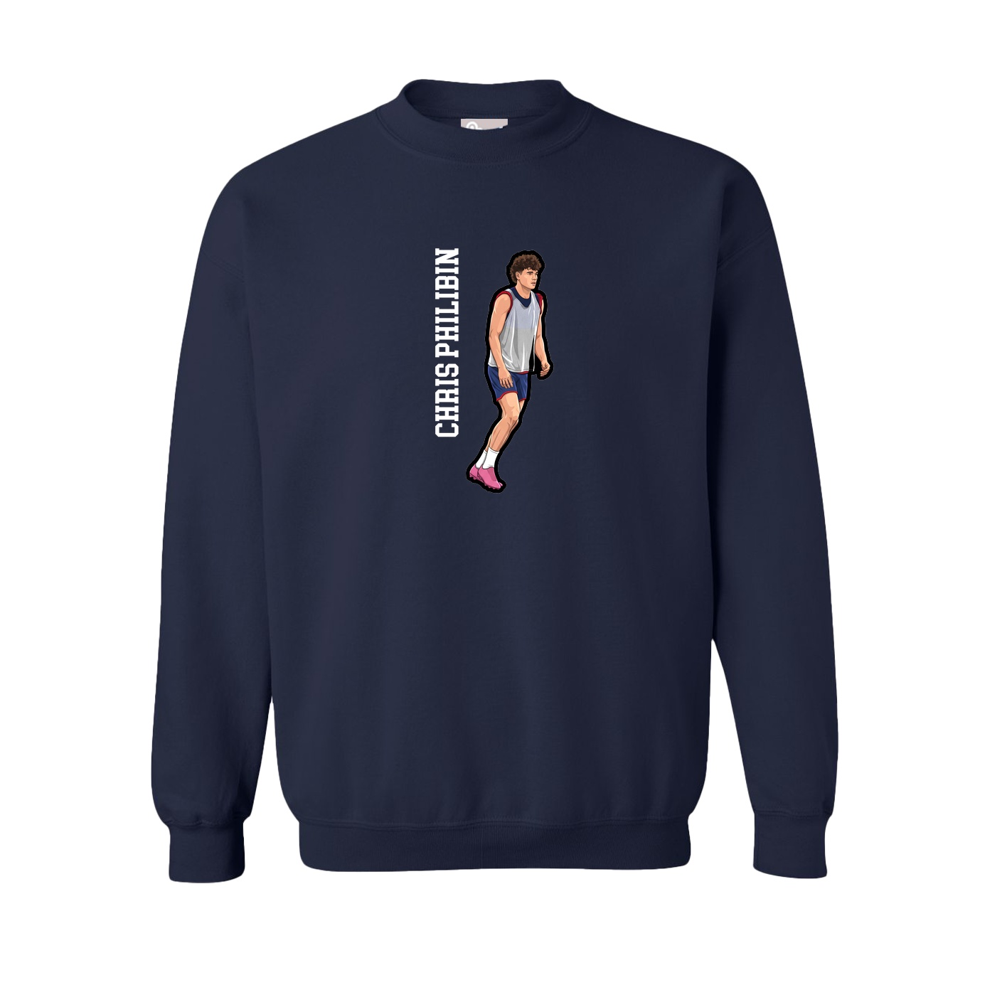 Fleece Crew — Name Vertical in Navy