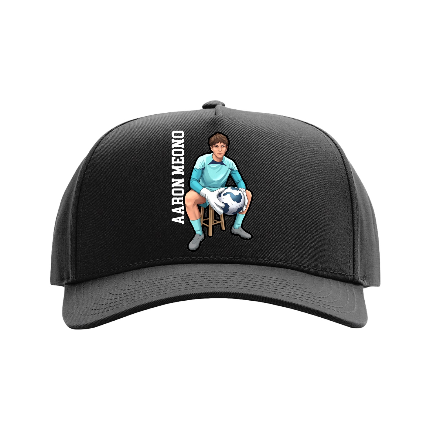 Full Fabric Five-Panel Champ Cap — Name Vertical in Black