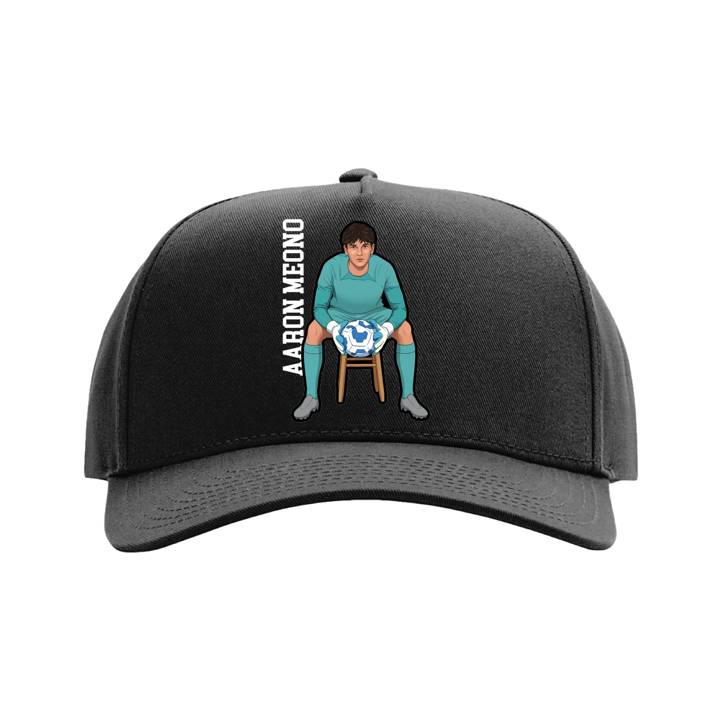 Full Fabric Five-Panel Champ Cap — Name Vertical in Black