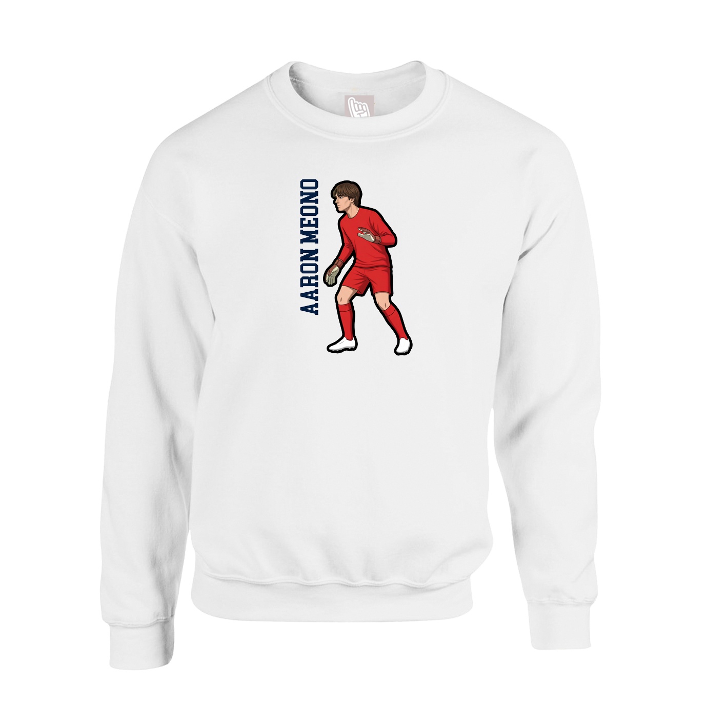 Fleece Crew — Name Vertical in White