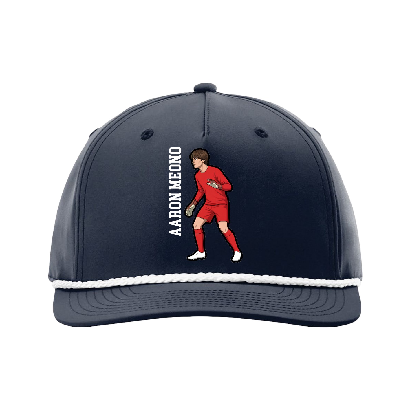 Five-Panel Classic Rope Cap — Name Vertical in Navy