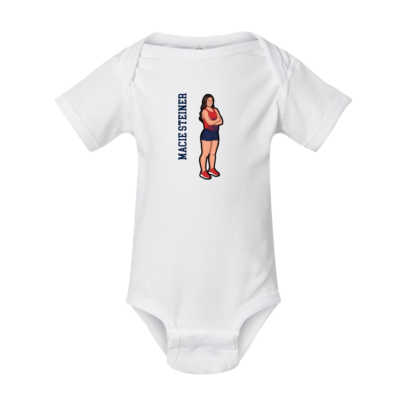 Baby Onesie — Name Vertical in White