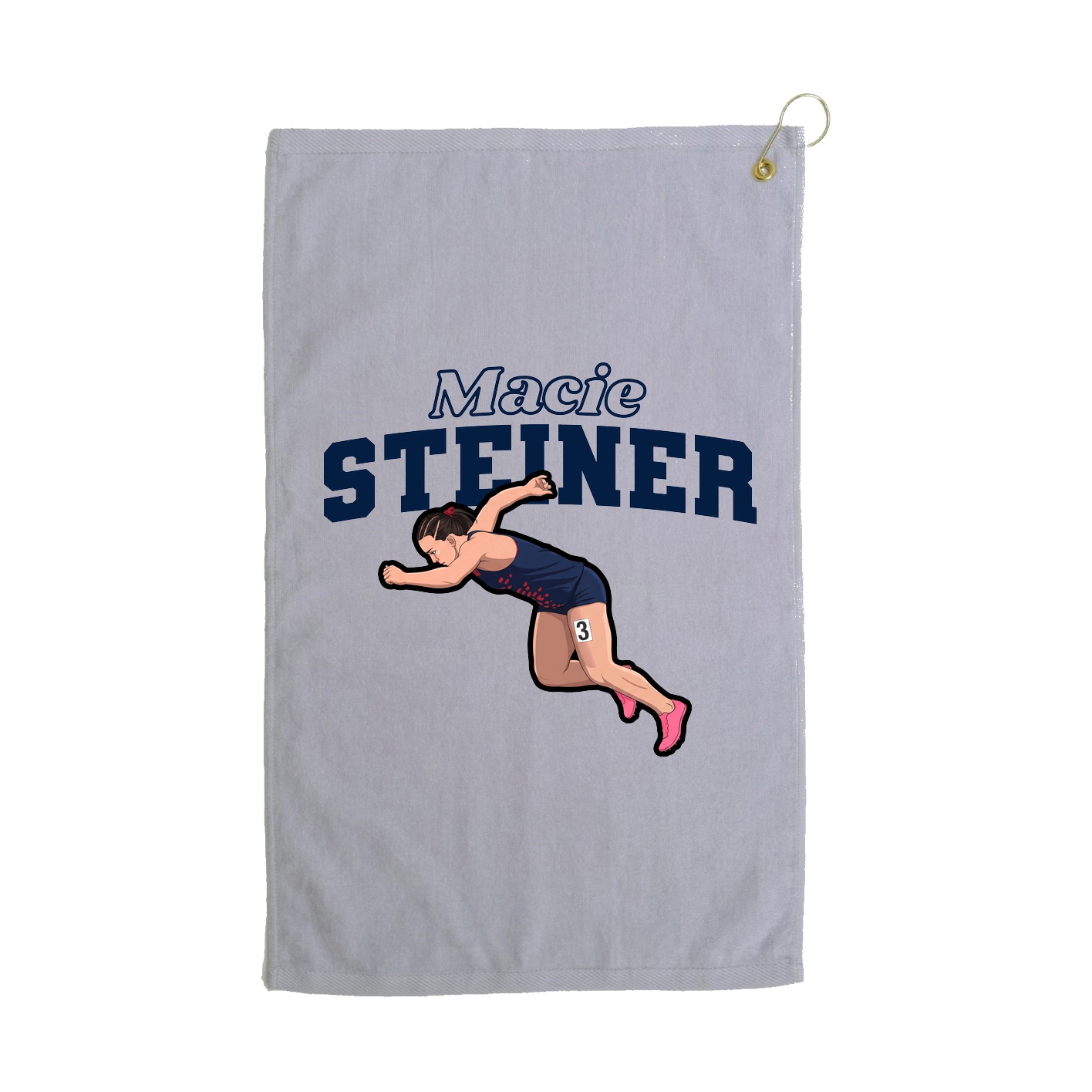 Golf Towel — Name Arch in Grey
