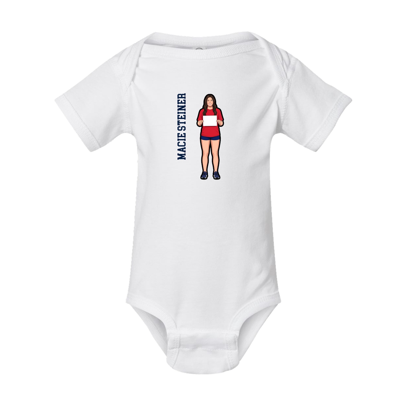 Baby Onesie — Name Vertical in White