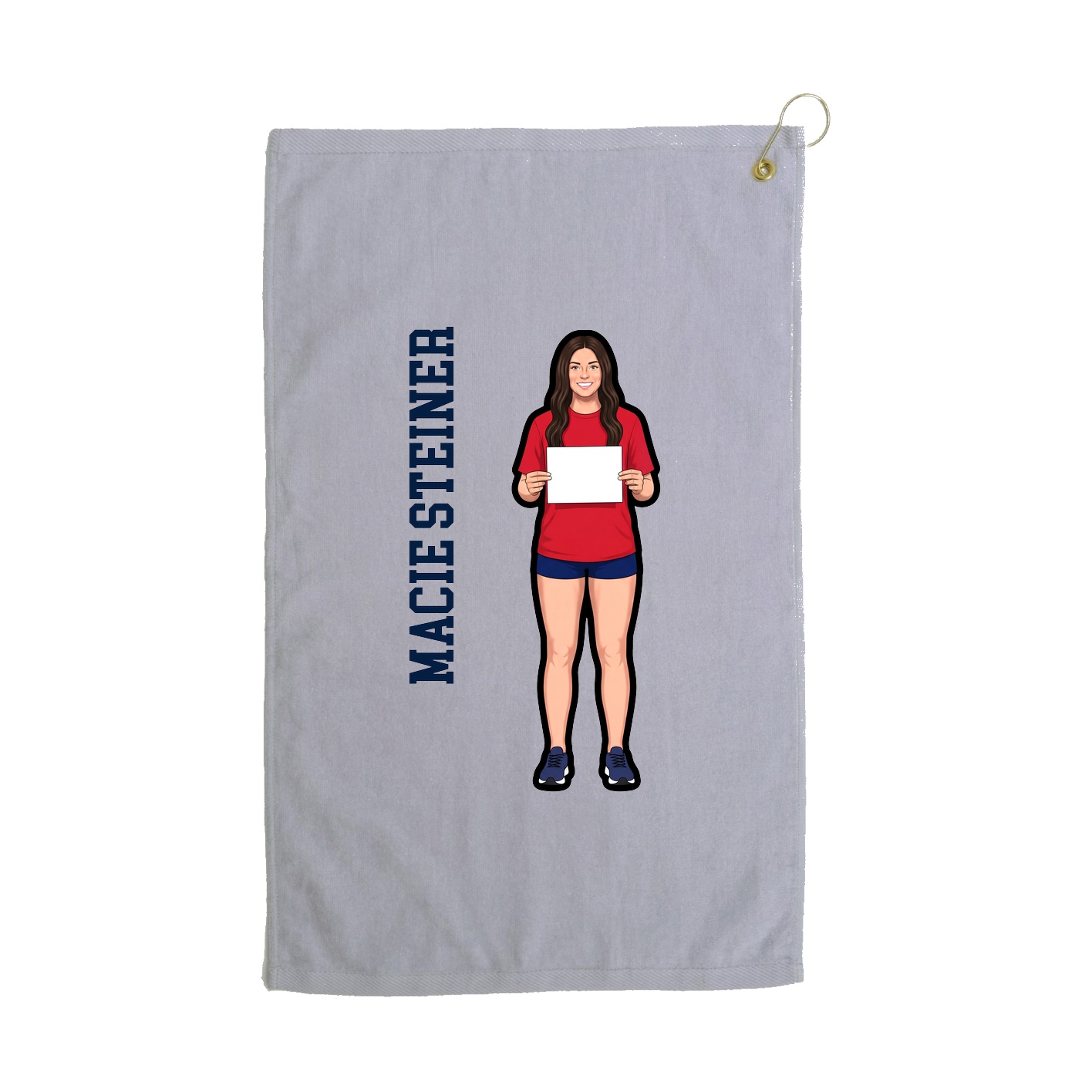 Golf Towel — Name Vertical in Grey