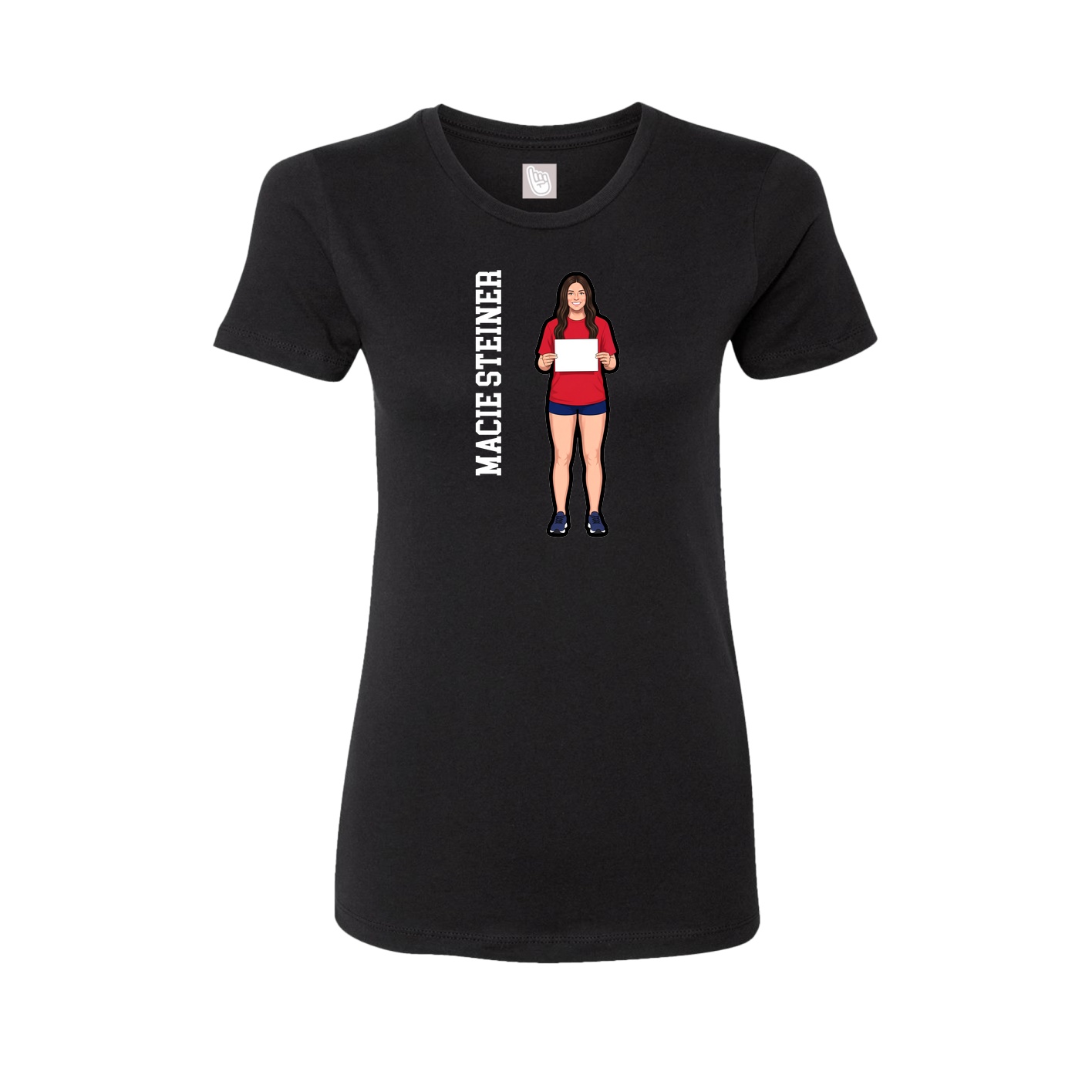 Fitted Women's Tee — Name Vertical in Black
