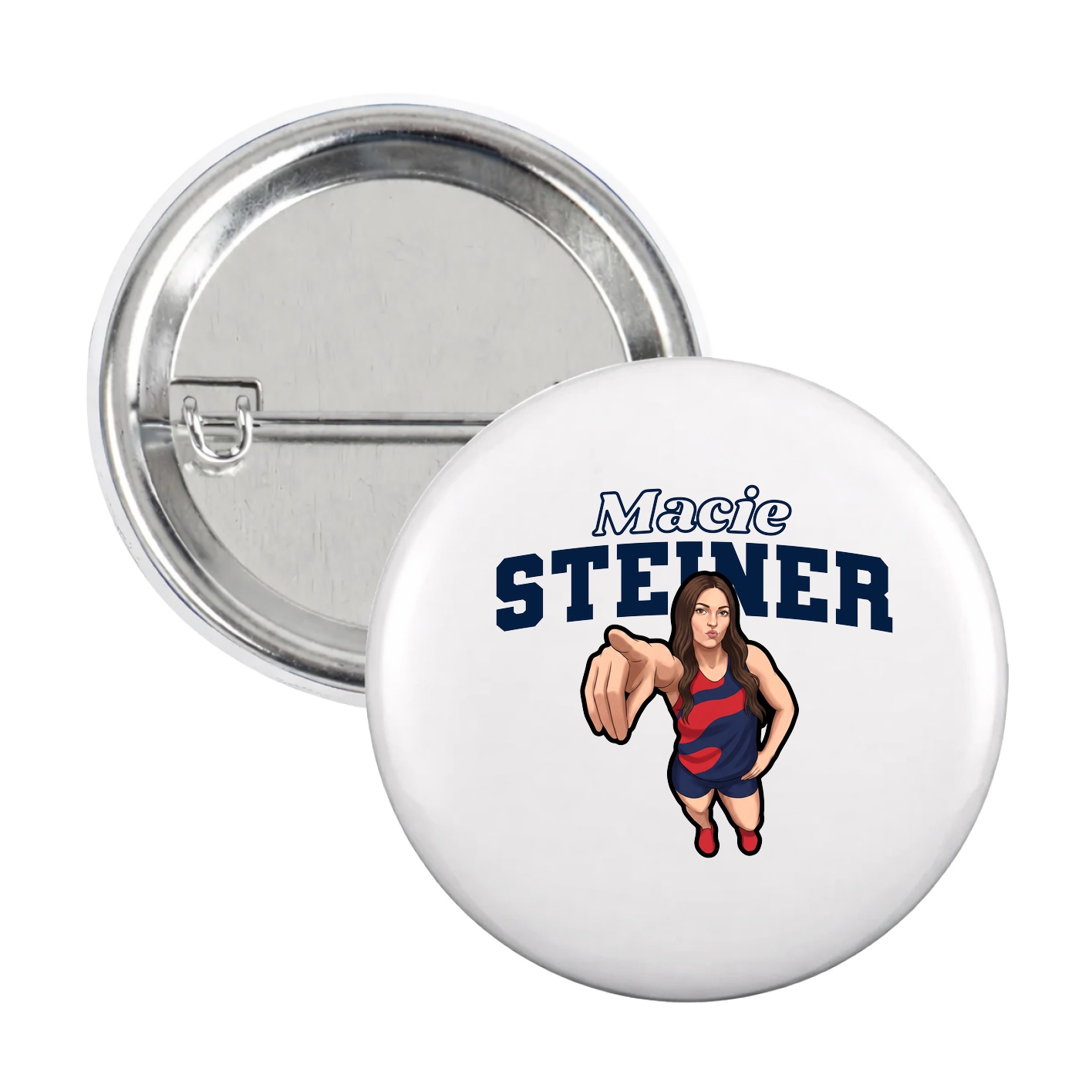Game Day Button — Name Arch in White