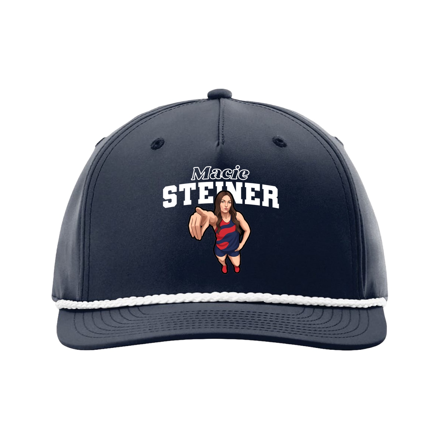 Five-Panel Classic Rope Cap — Name Arch in Navy