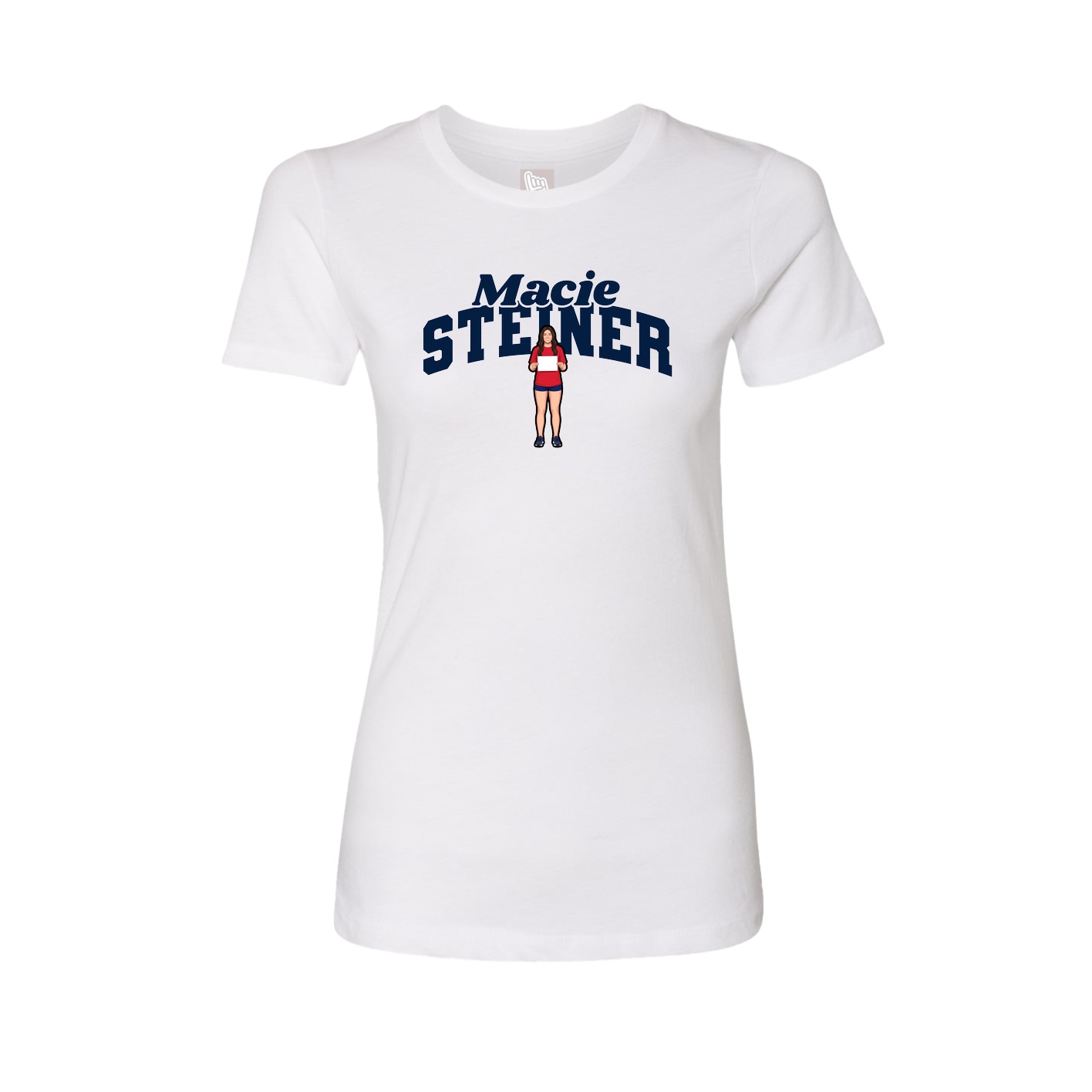 Fitted Women's Tee — Signature Arch in White