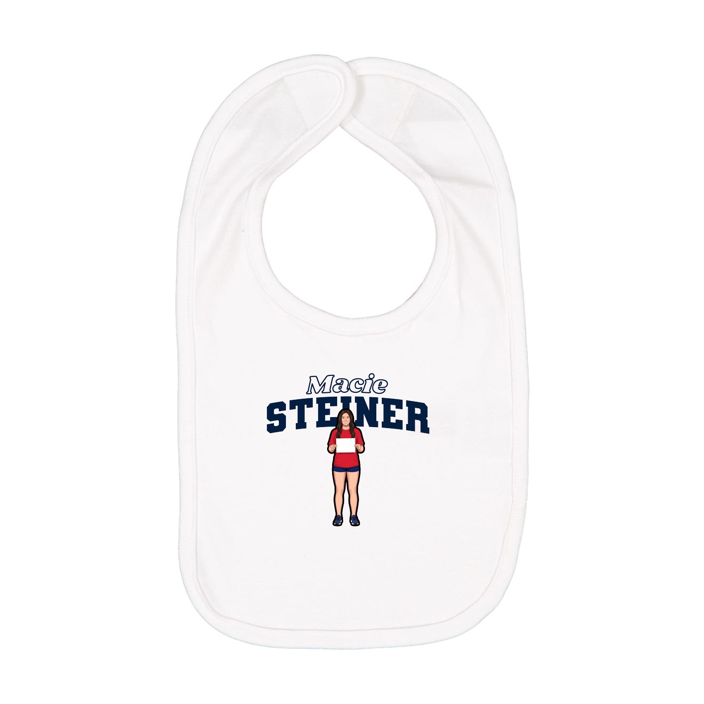 Infant Bib — Name Arch in White