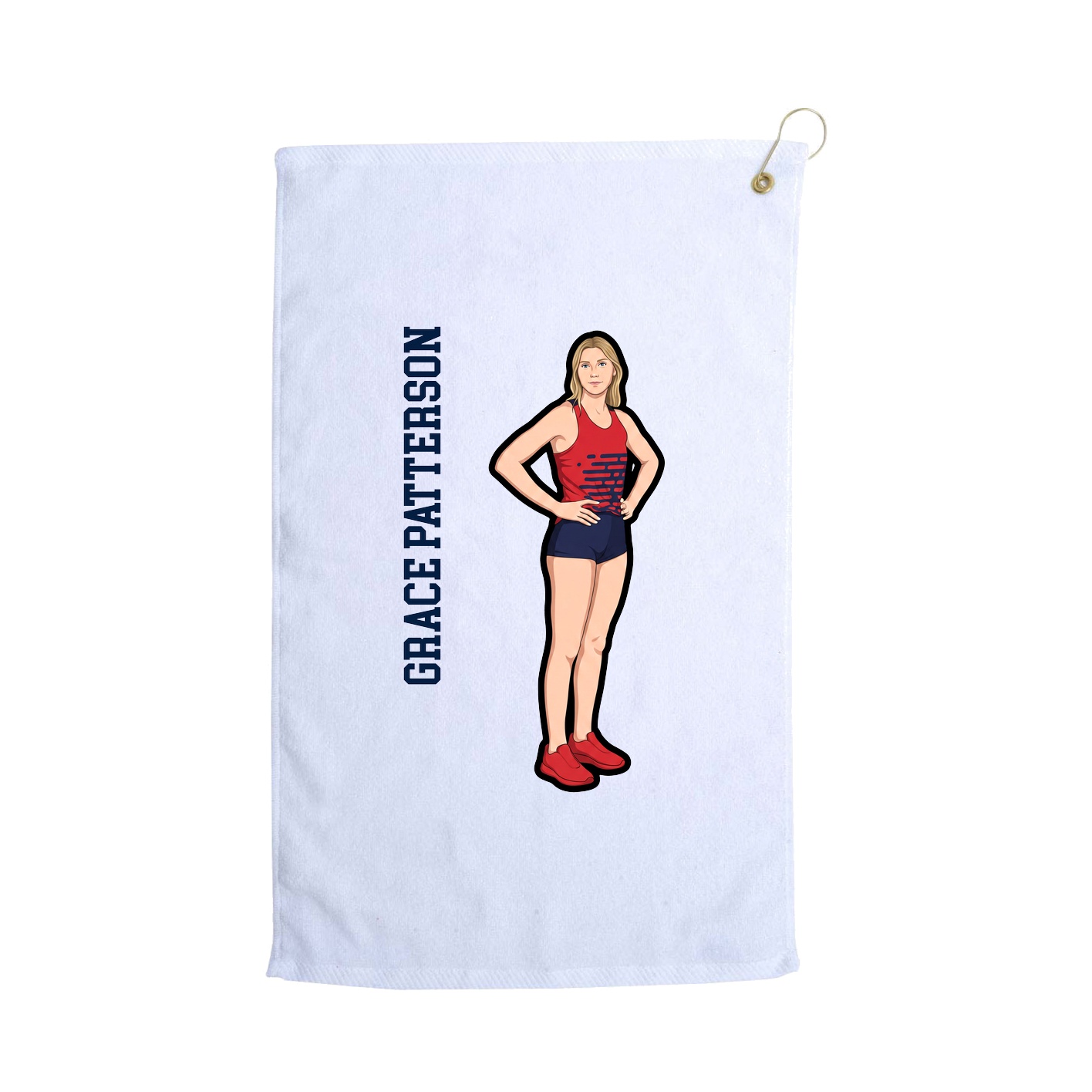 Golf Towel — Name Vertical in White