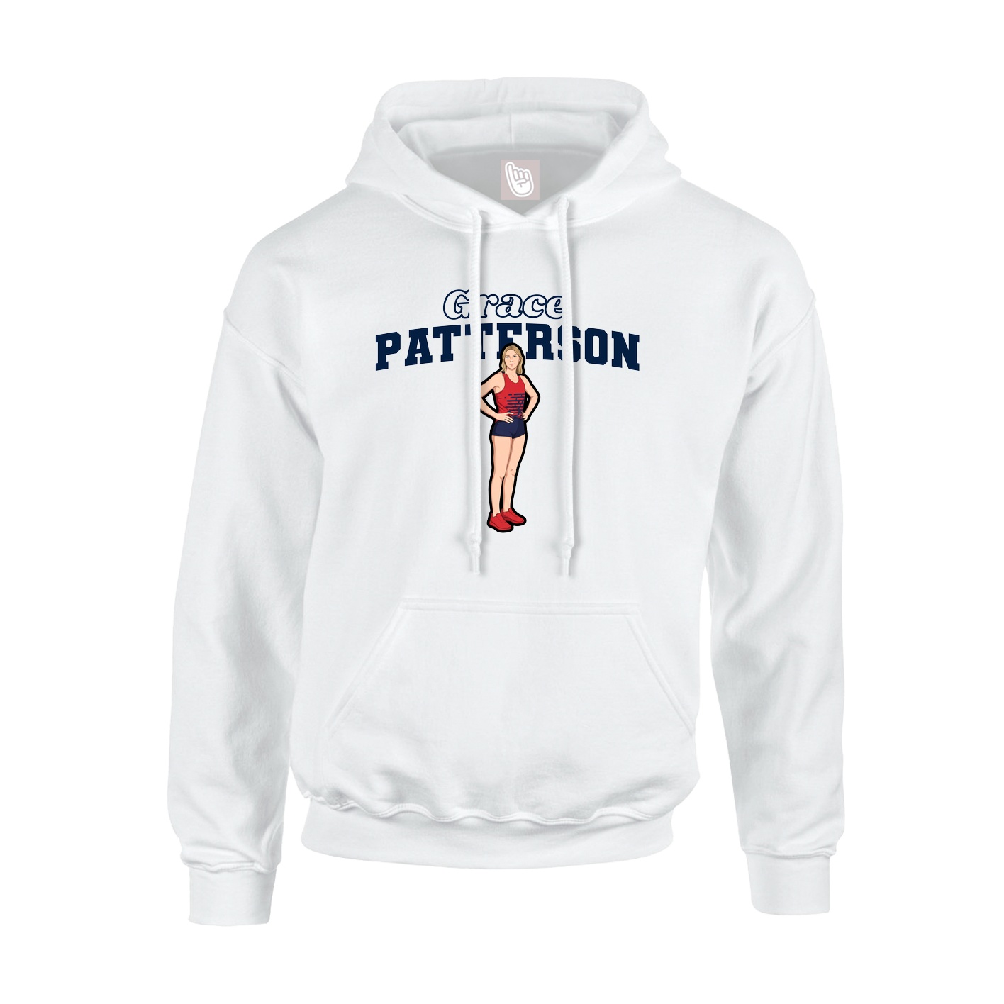 Youth Hoodie — Name Arch in White