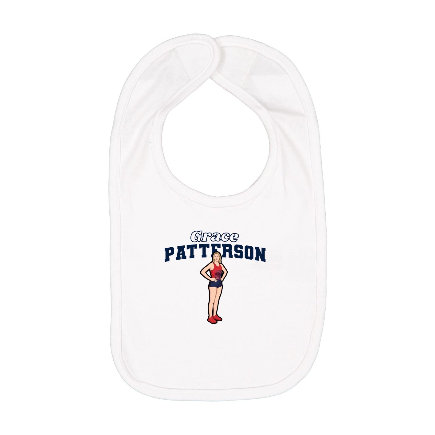 Infant Bib — Name Arch in White