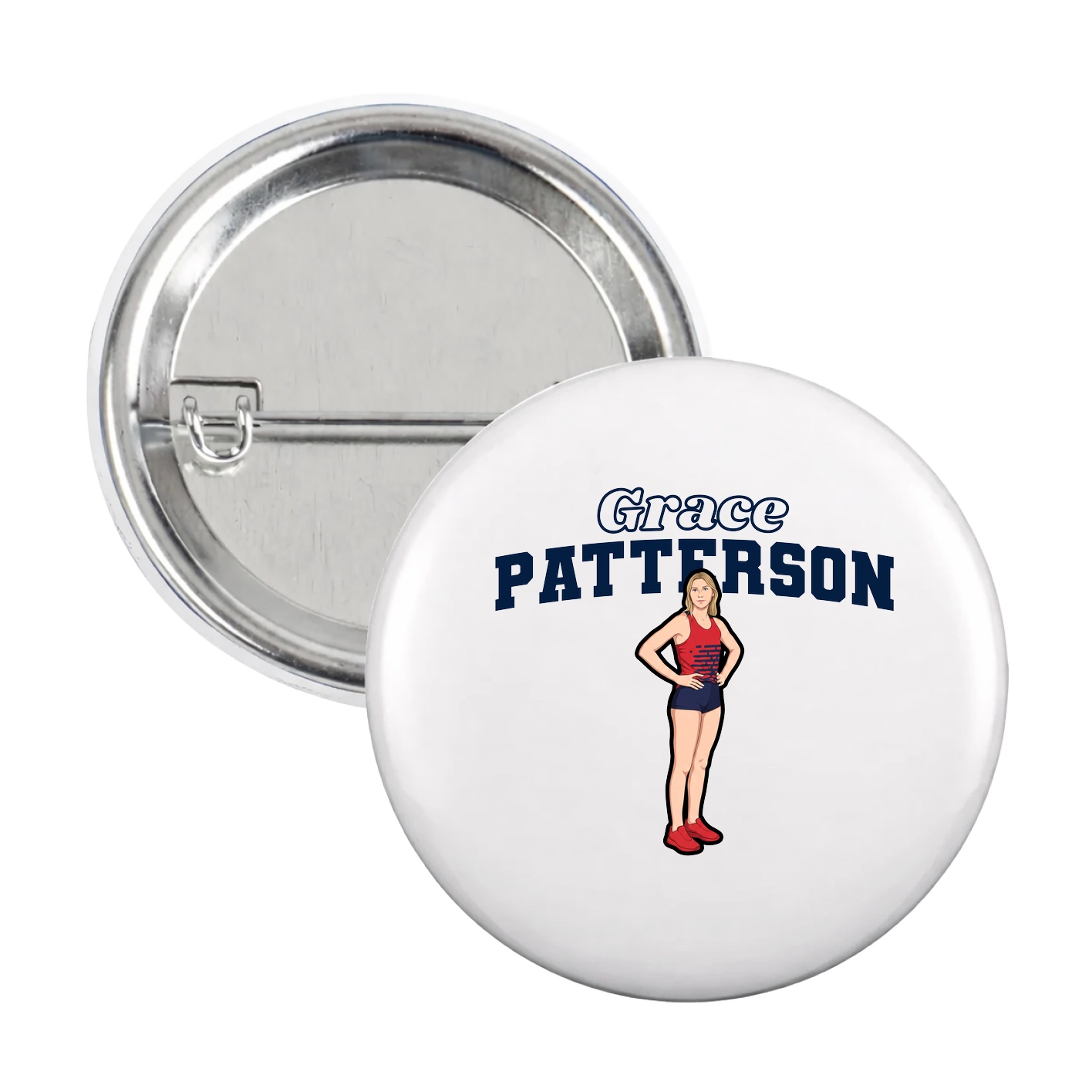 Game Day Button — Name Arch in White