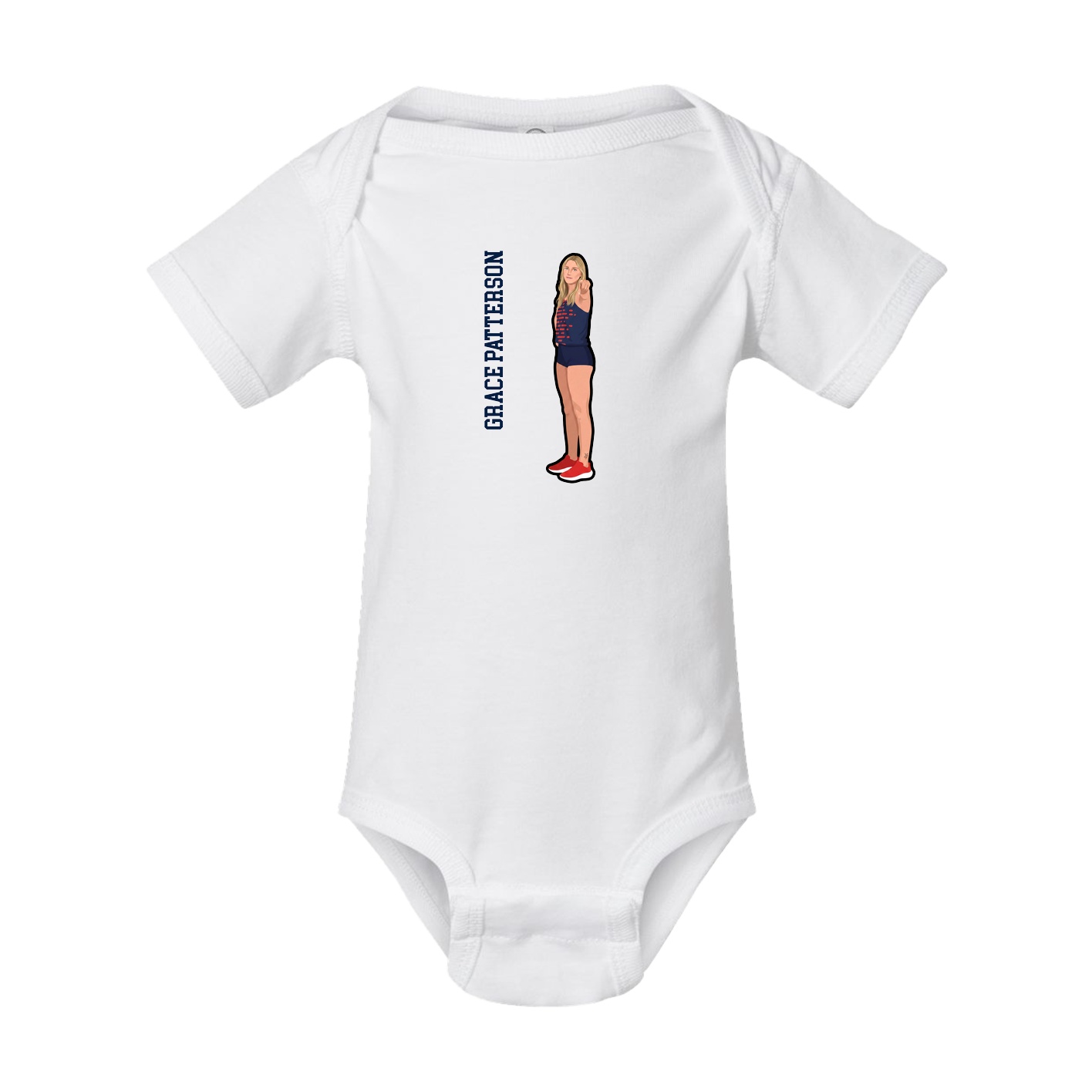 Baby Onesie — Name Vertical in White
