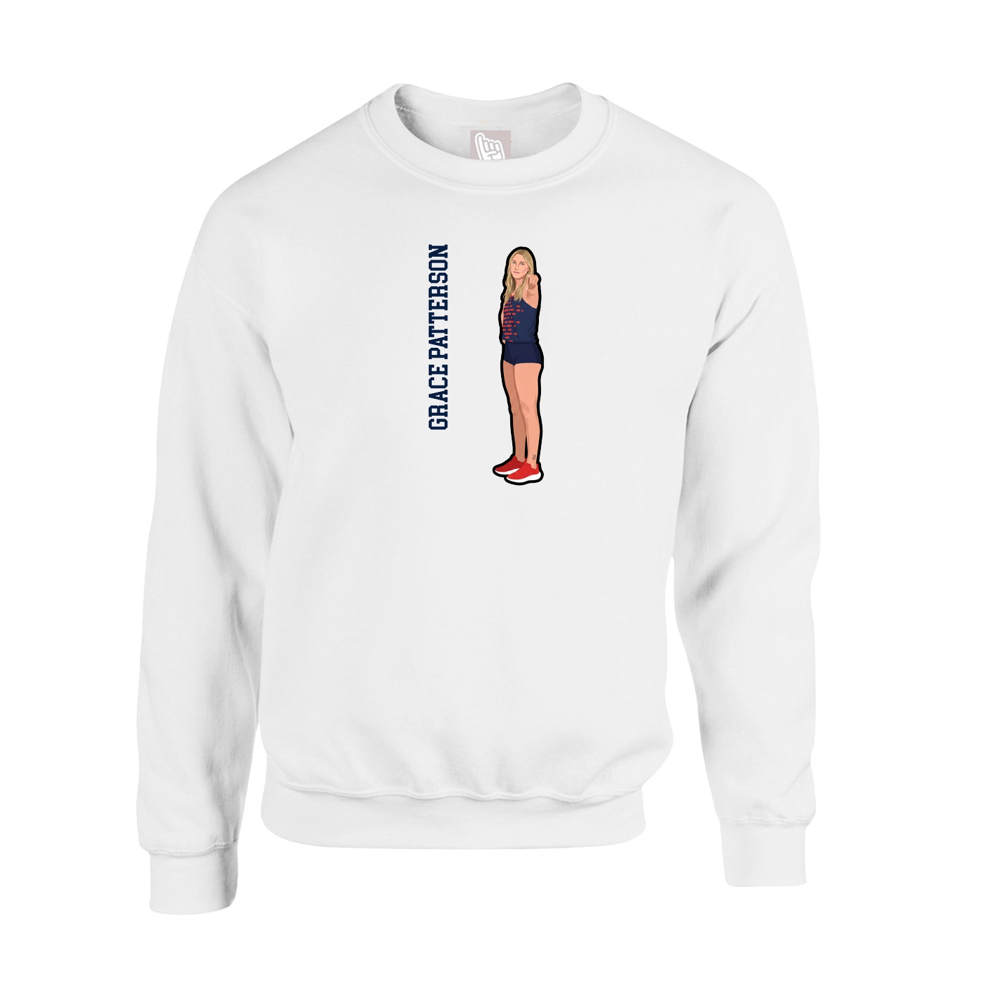 Fleece Crew — Name Vertical in White