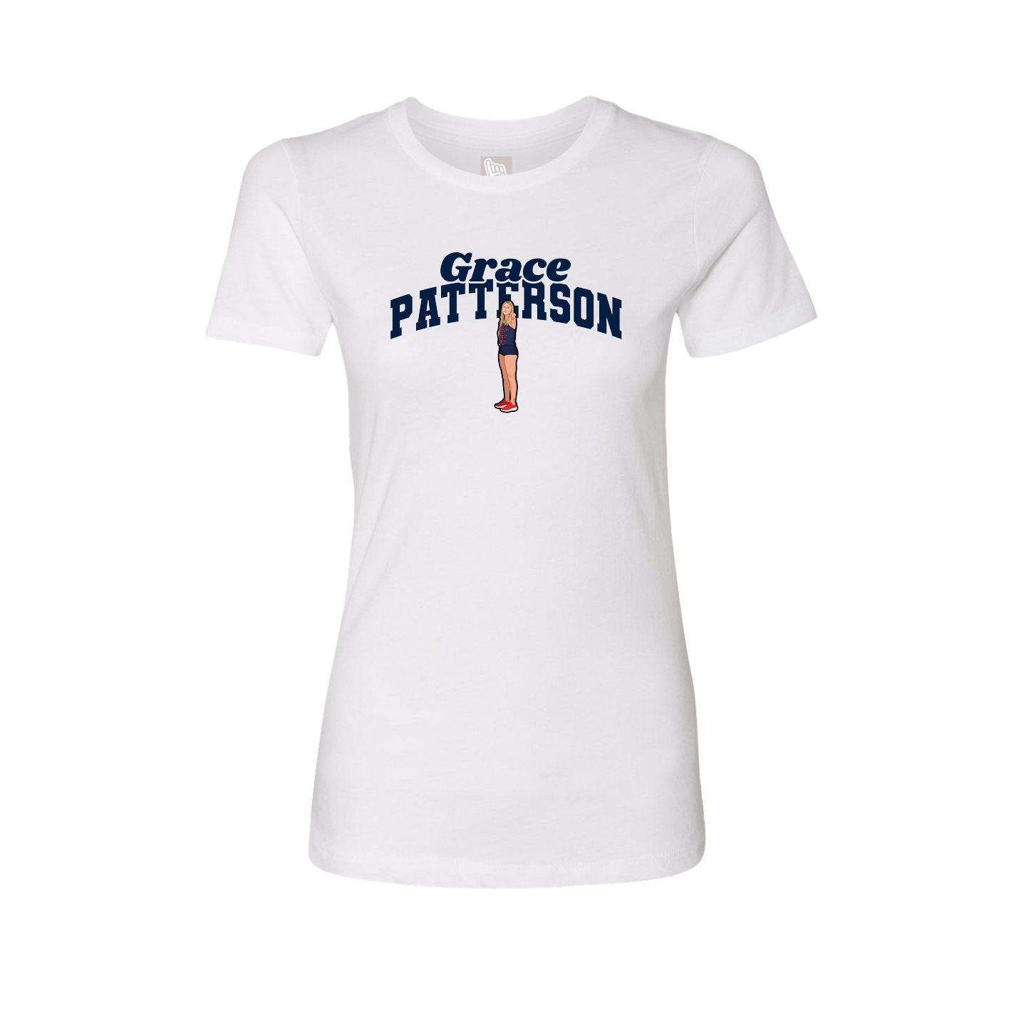 Fitted Women's Tee — Signature Arch in White