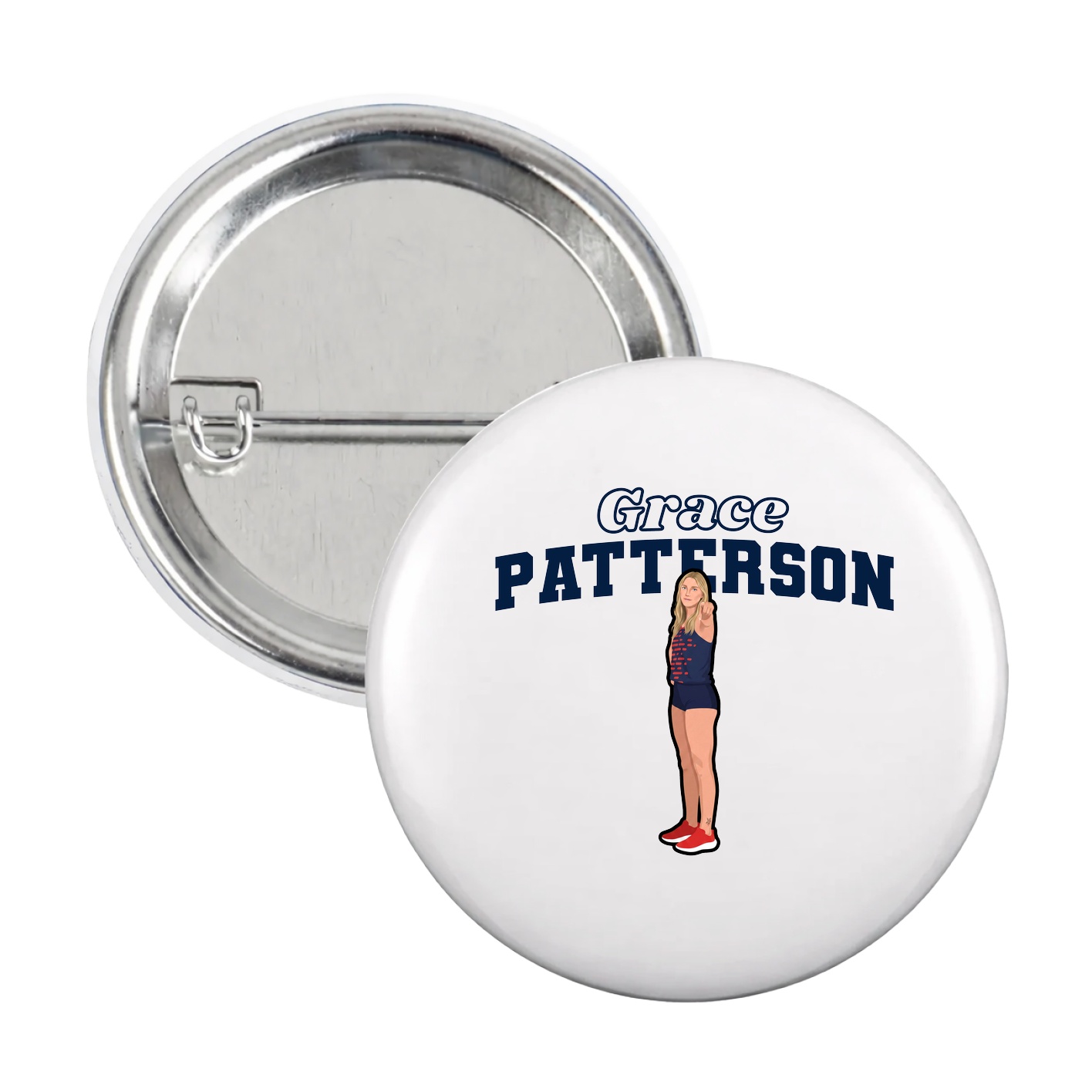 Game Day Button — Name Arch in White
