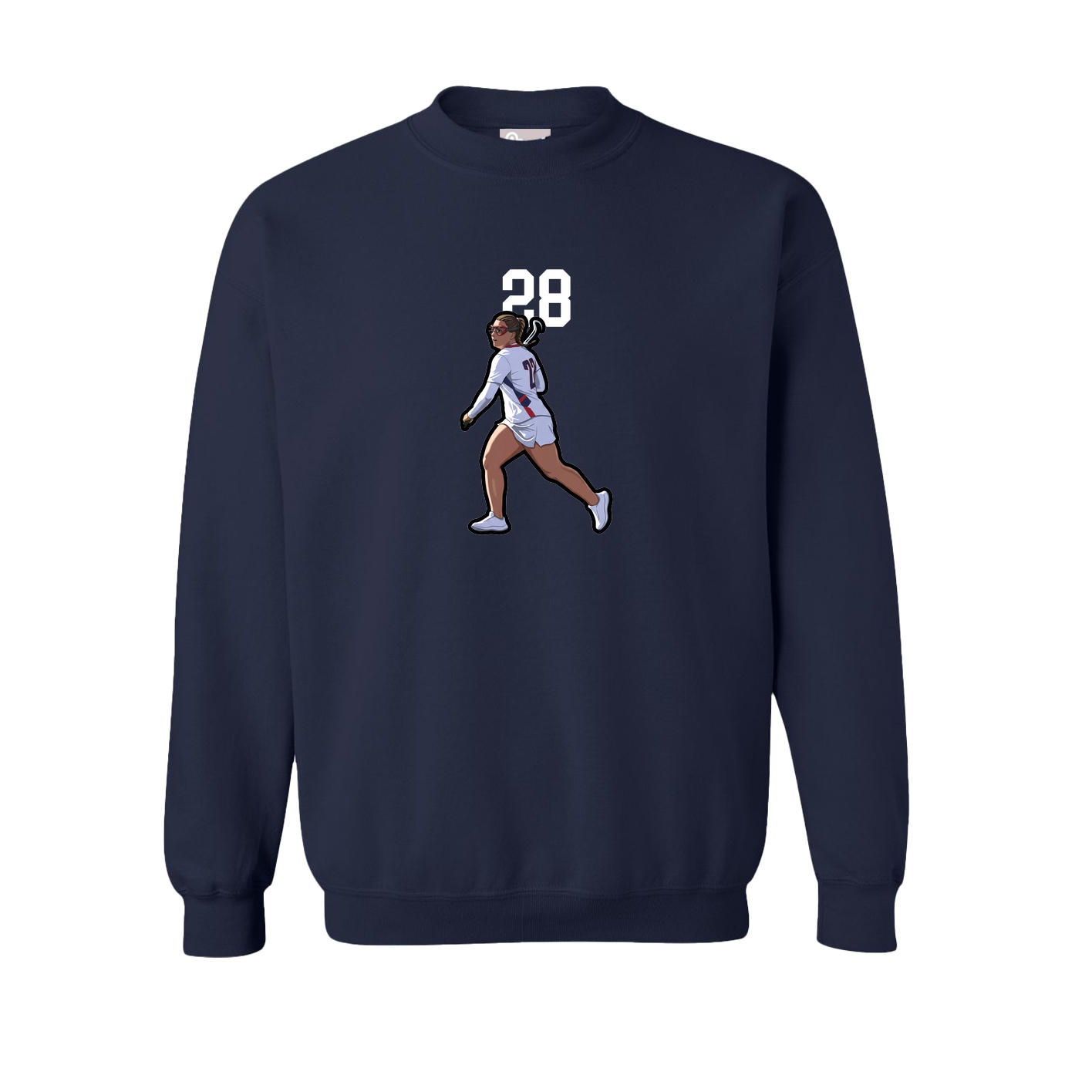 Fleece Crew — Number Top in Navy
